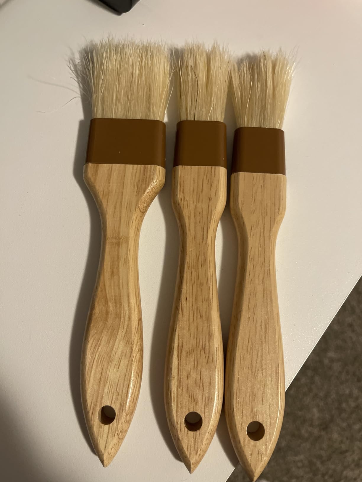 3 Pcs Pastry Brush, Natural Bristle Basting Brush, Cooking Brush, Food Brush, Butter Brush, Baster Brush, BBQ Brushes for Sauce, Kitchen Baking Brushes for Oil, Grilling, Marinade customer photo 1