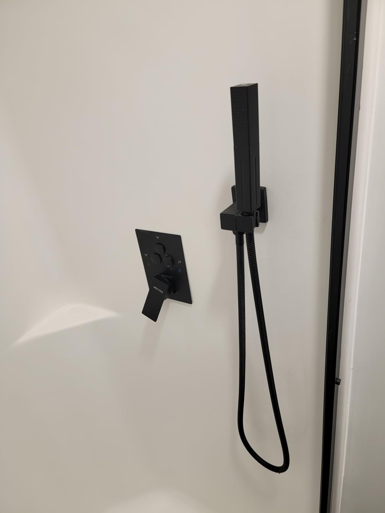 VANFOXLE Shower Faucet Set Matte Black Shower System,Push Button Diverter Shower Faucet with 2 in 1 Handheld,Ceiling Mount 10 Inch Shower Head with 6 Inch Wall Mount Shower Head customer photo 2