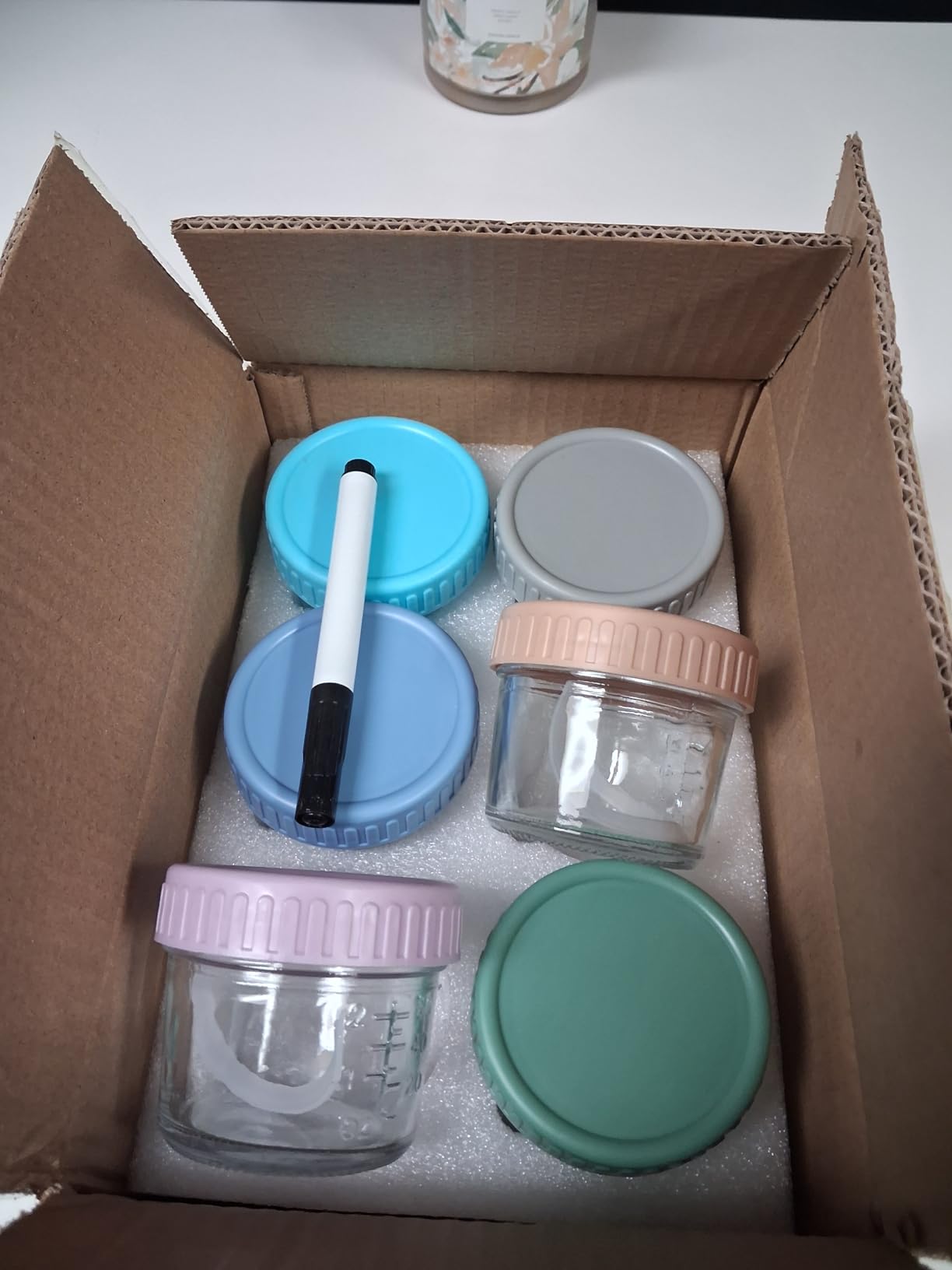 DRKIO 6 Pack Glass Baby Food Storage Containers - 4 Oz Baby Food Jars with Lids Baby Food Maker Microwave Dishwasher Freezer Safe 100% Leak Proof BPA Free Reusable customer photo 2
