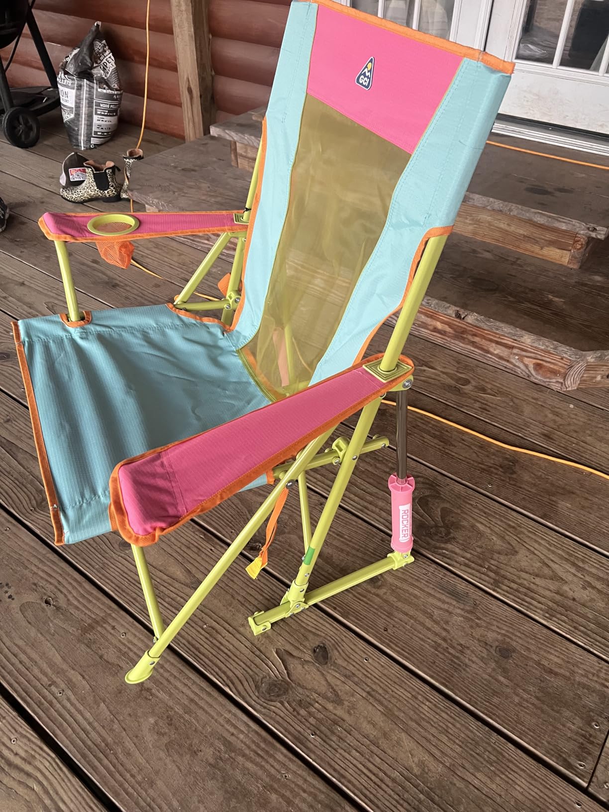 GCI Outdoor Comfort Pro Rocker Camping Chair | Portable Folding Rocking Chair with Durable Armrests & Drink Holder - Sweet Tea customer photo 2