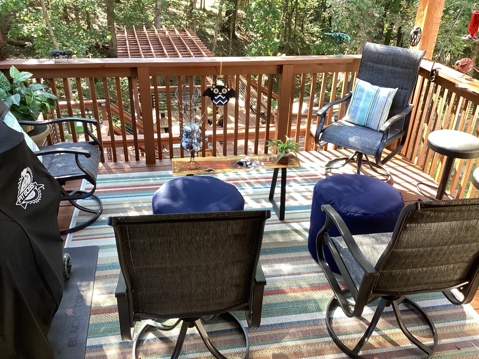 Patio Swivel Chairs Set of 2, Outdoor Dining Chairs with High Back, All-Weather Swivel Rocker Chair for Lawn, Porch or Garden (Brown) customer photo 2