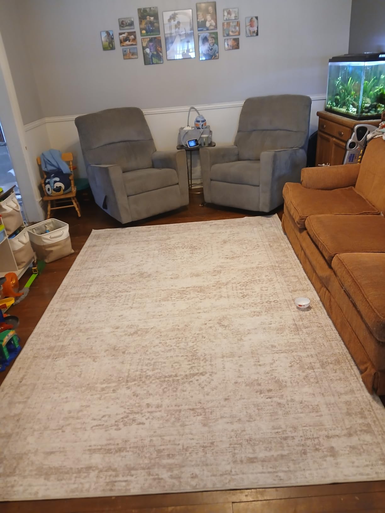 Washable Area Rug 8x10, Large Soft Rugs for Living Room Vintage Beige Carpet 8x10 Area Rugs for Bedroom Dining Room Non-Slip Stain Resistant Under Table Rug customer photo 2