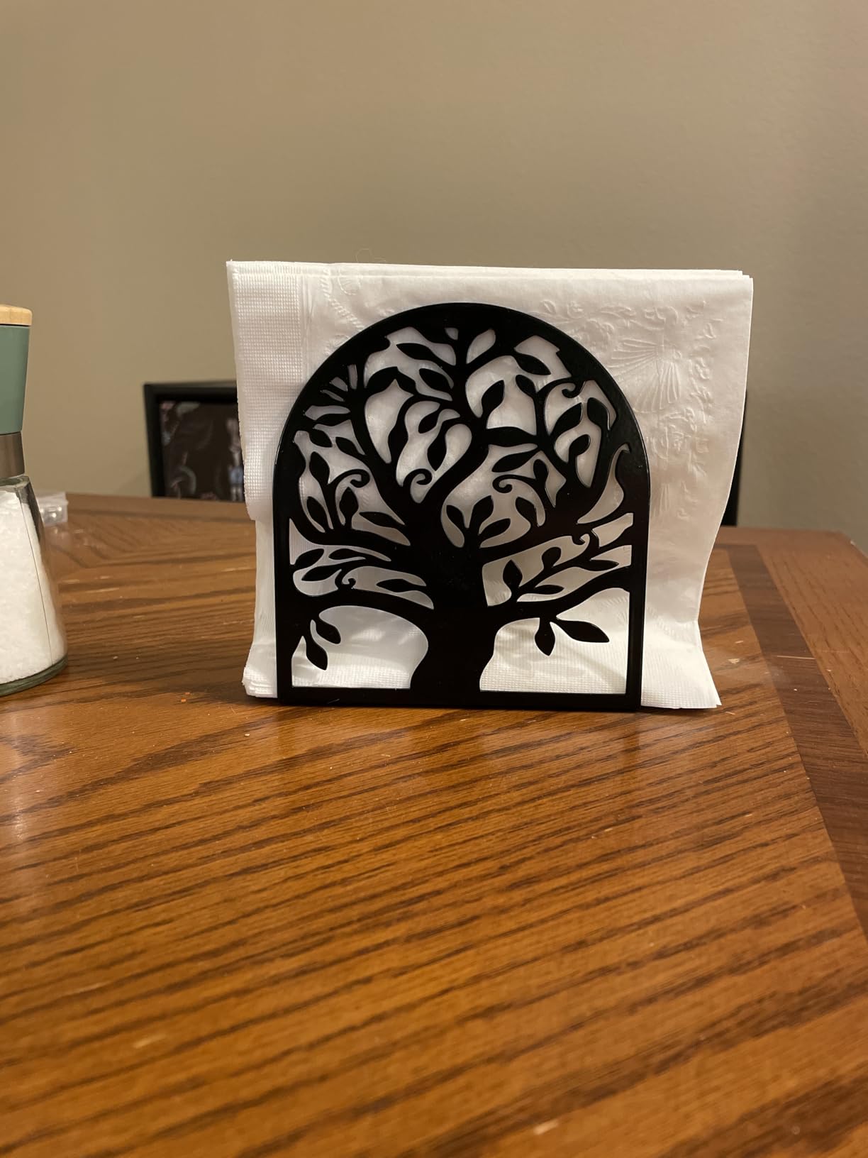 Metal Napkin Holder for Table - Decorative Tree of Life Napkin Holders for Kitchen & Dining Table, Fits Cocktail, Lunch & Guest Paper Napkins, Black Countertop Napkin Holder for Home, Restaurant & Bar customer photo 2