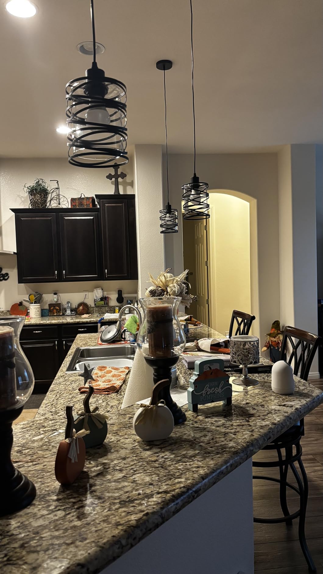 2 Pack Pendant Light Kitchen Island Pendant Lighting, Hanging Light with Spiral Cage Frosted Glass Shade, Black Modern Indoor Hanging Lamp customer photo 1