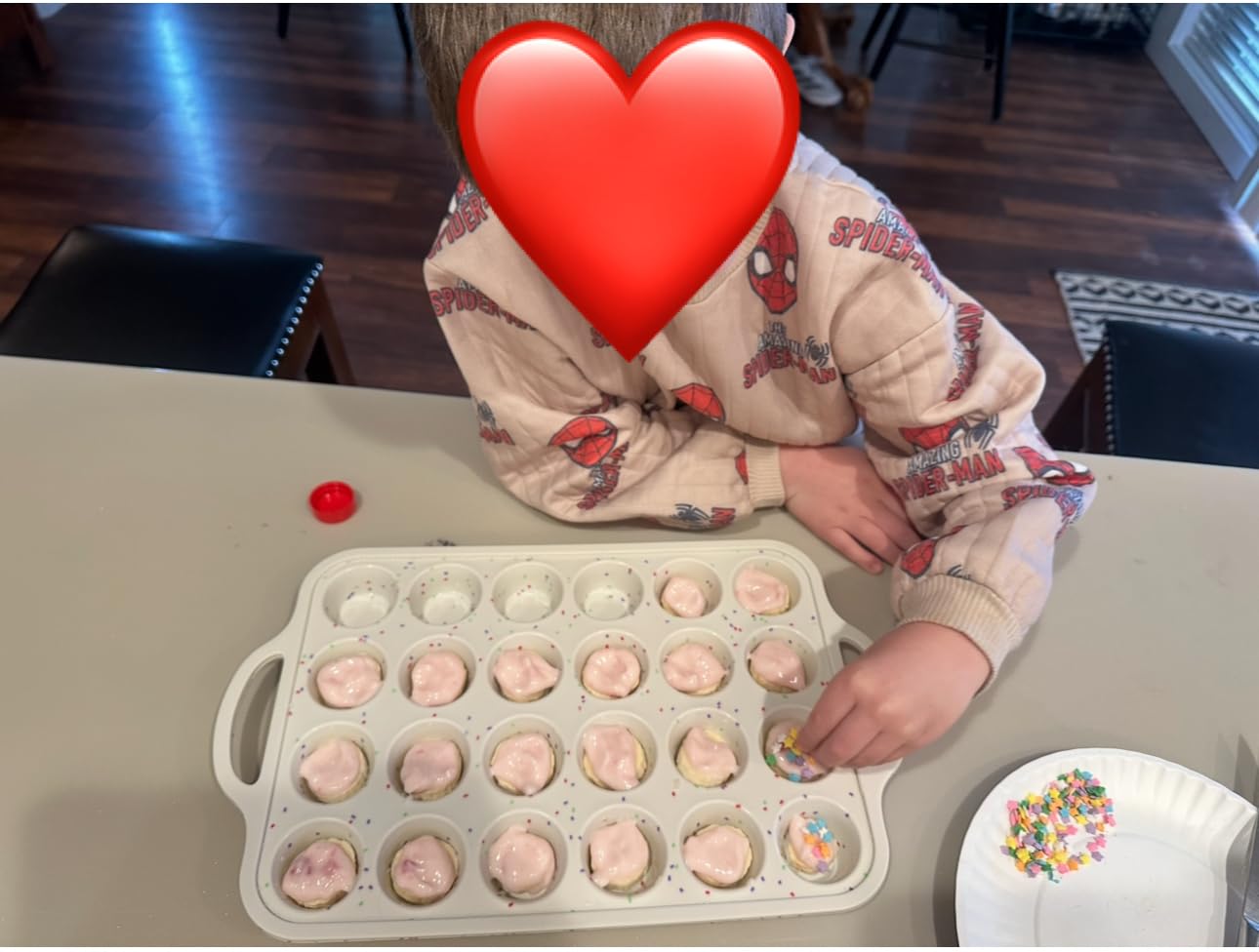 Silicone Mini Muffin Pan With Metal Reinforced Frame - 24 Cups Durable Silicone Cupcake Pan for Muffin, Cupcakes, BPA Free and Dishwasher Safe - 1 Piece Beige with Rainbow Spots customer photo 1