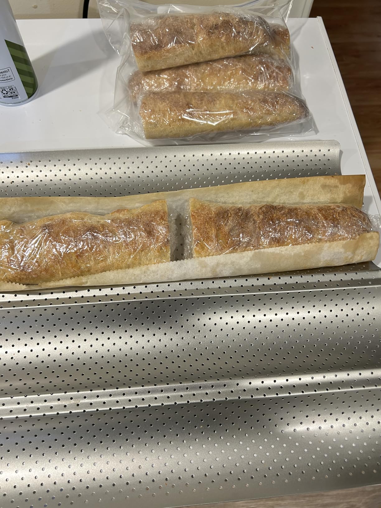 Baguette Bread Pan, Premium Nonstick Perforated Baguette Pan for French Bread Baking, 4 Loaves Baguette Baking Tray for Sourdough, Italian Bread, Perfect for Creating Crisp Golden-Brown Crust customer photo 1