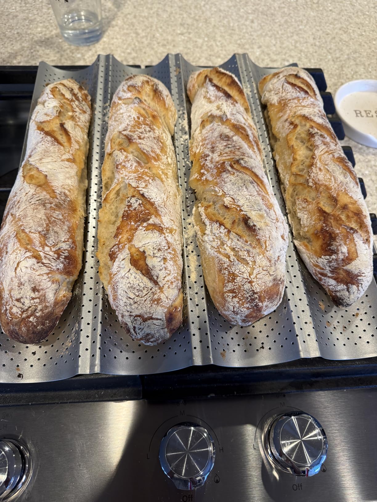 Baguette Bread Pan, Premium Nonstick Perforated Baguette Pan for French Bread Baking, 4 Loaves Baguette Baking Tray for Sourdough, Italian Bread, Perfect for Creating Crisp Golden-Brown Crust customer photo 2