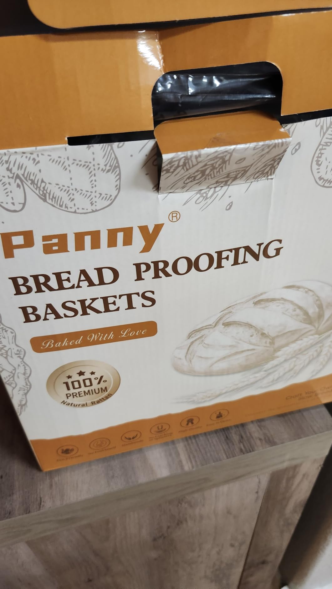 Panny Sourdough Starter Kit, Banneton Bread Proofing Basket with Glass Sour Dough Starter Jar, Sourdough Bread Baking Supplies, Making Tools, 9