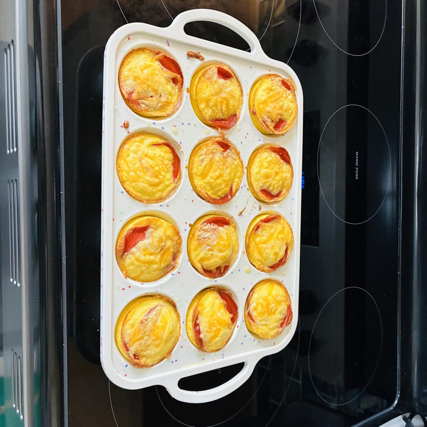 Vinino Mini Muffin Pan with Metal Reinforced Frame-1Pack, Silicone Cupcake Pan for Baking 24 Cup Mini Size, BPA Free Silicone Muffin Tray, Cupcake Baking Pan Molds for Oven Dishwasher Safe-Cream customer photo 2