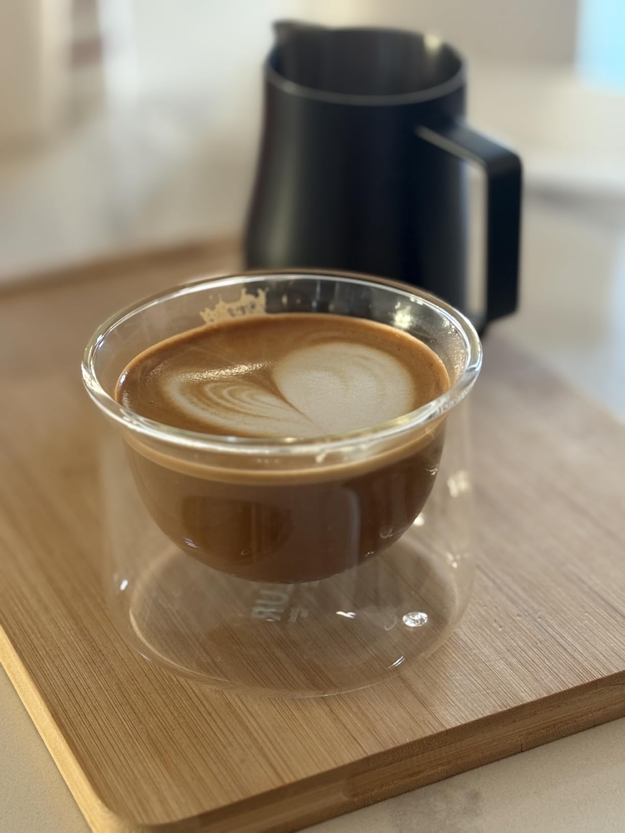 FLUR Latte Glasses (Set of 2) Perfect for Latte Art, Lattes, Cappuccinos & Flat Whites - Double-Walled Borosilicate Glass - Handmade, Lightweight & Durable - 7oz (Amber) customer photo 1