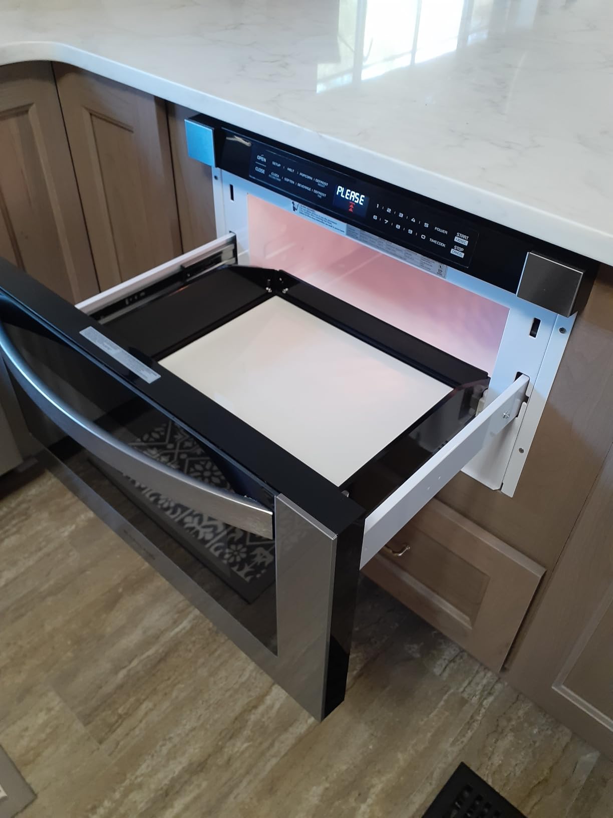 GASLAND 24 Inch Microwave Drawer 1.2 Cu.ft, 1000W Built-In Under Counter Microwave, Fits 12 inch Pizza and Large Dinner Plates, One-Touch Auto Open, 11 Power Levels, Quiet Operation, Stainless Steel customer photo 1