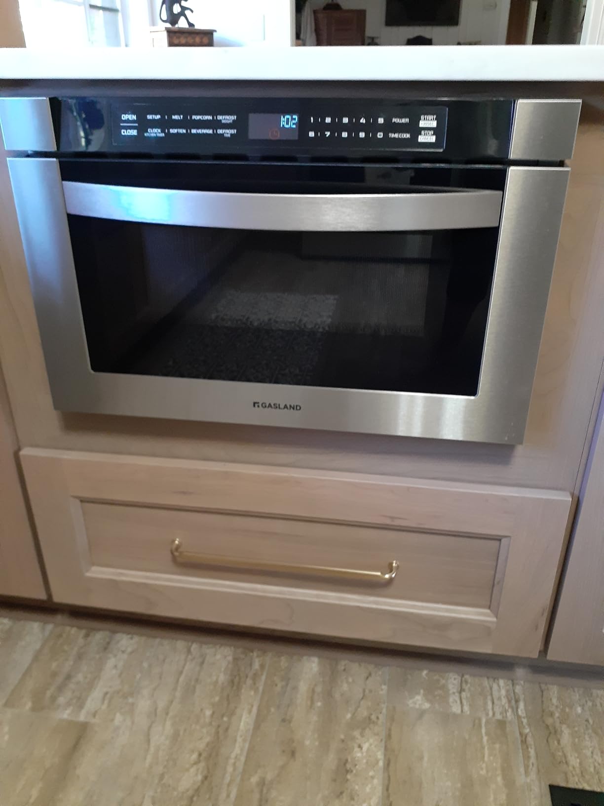 GASLAND 24 Inch Microwave Drawer 1.2 Cu.ft, 1000W Built-In Under Counter Microwave, Fits 12 inch Pizza and Large Dinner Plates, One-Touch Auto Open, 11 Power Levels, Quiet Operation, Stainless Steel customer photo 2