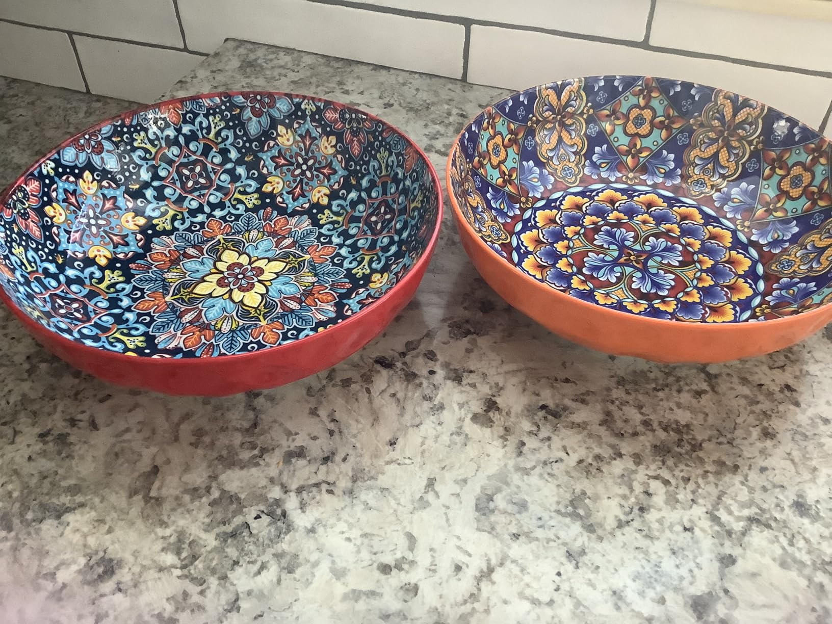 vancasso Large Serving Bowls, 78 Oz Extra Large Salad Bowls Set of 2, Bohemian Decorative Bowls for Salad, Fruit, Pasta and Dinner, Serving Dishes Set for Party, Dishwasher & Microwave Safe - Red customer photo 2