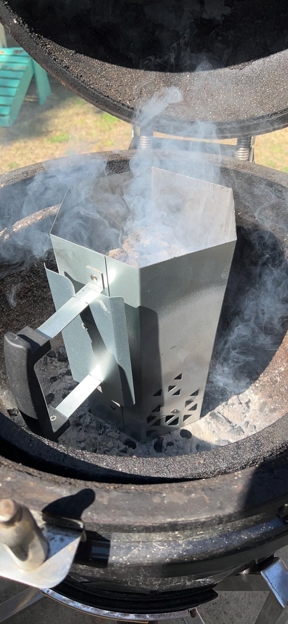 Charcoal Chimney Starter XL & Fire Starter set, Heavy Duty xl Charcoal Starter for charcoal grill (XXL Size) & Natural Wooden Fire starters for campfires (130 PCS); use for charcoal grill, BBQ. customer photo 1