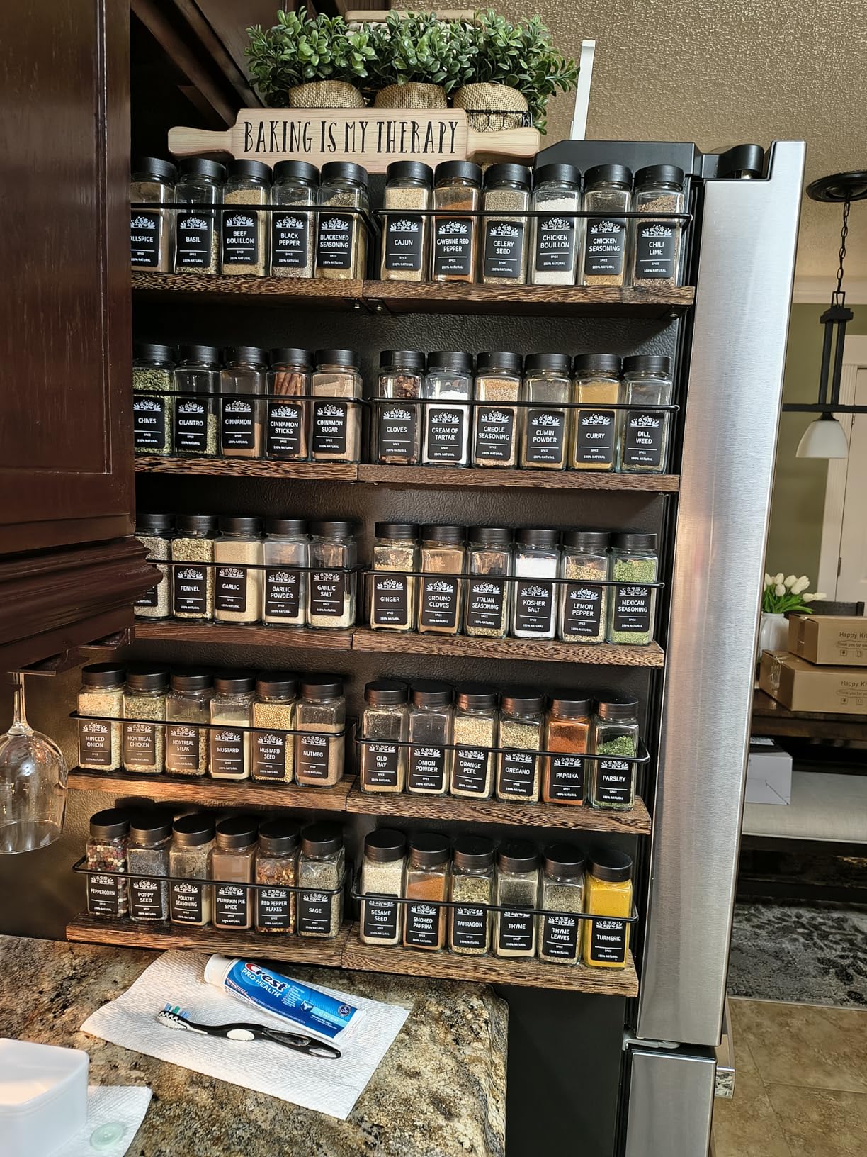 24 Glass Spice Jars with Labels,Spice Jar Set,4oz Seasoning Containers,Spice Containers with Black Airtight Lids and Shaker Lids,Square Empty Spice Bottles, 492 Labels,1 Funnel customer photo 1