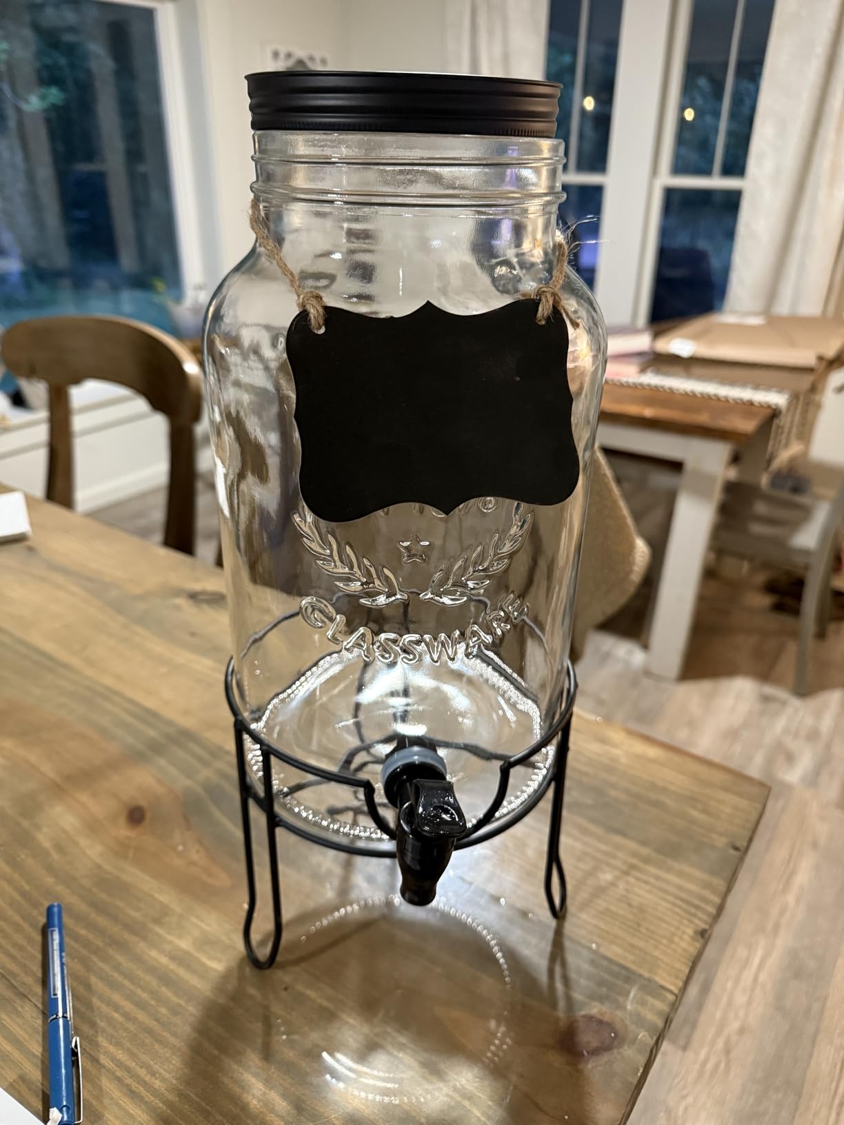 1.5 Gallon Glass Drink Dispensers for Parties, Ice Beverage Dispensers with Stand, Glass Water Dispenser with Spigot, Laundry Detergent Dispenser, Lemonade Dispenser customer photo 1