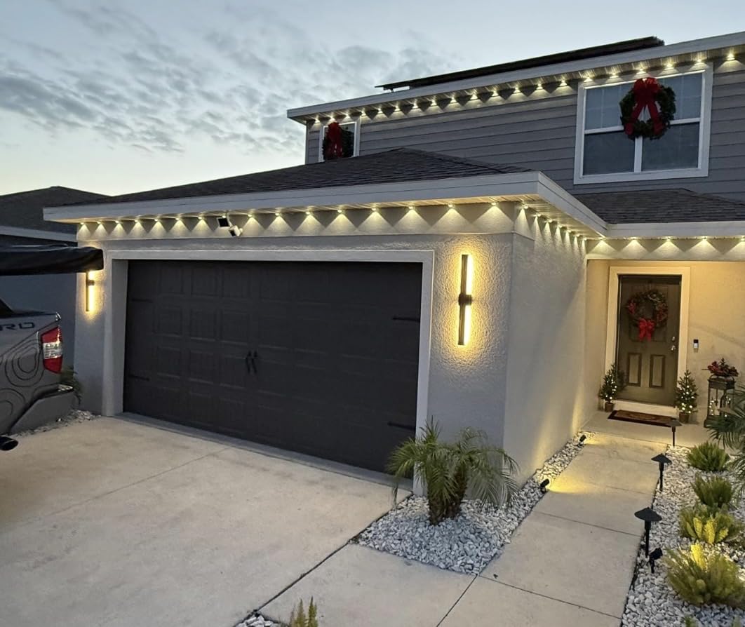 EDISHINE 2 Pack LED Outdoor Wall Lights Dimmable, 3000K 4000K 5000K, 15.7