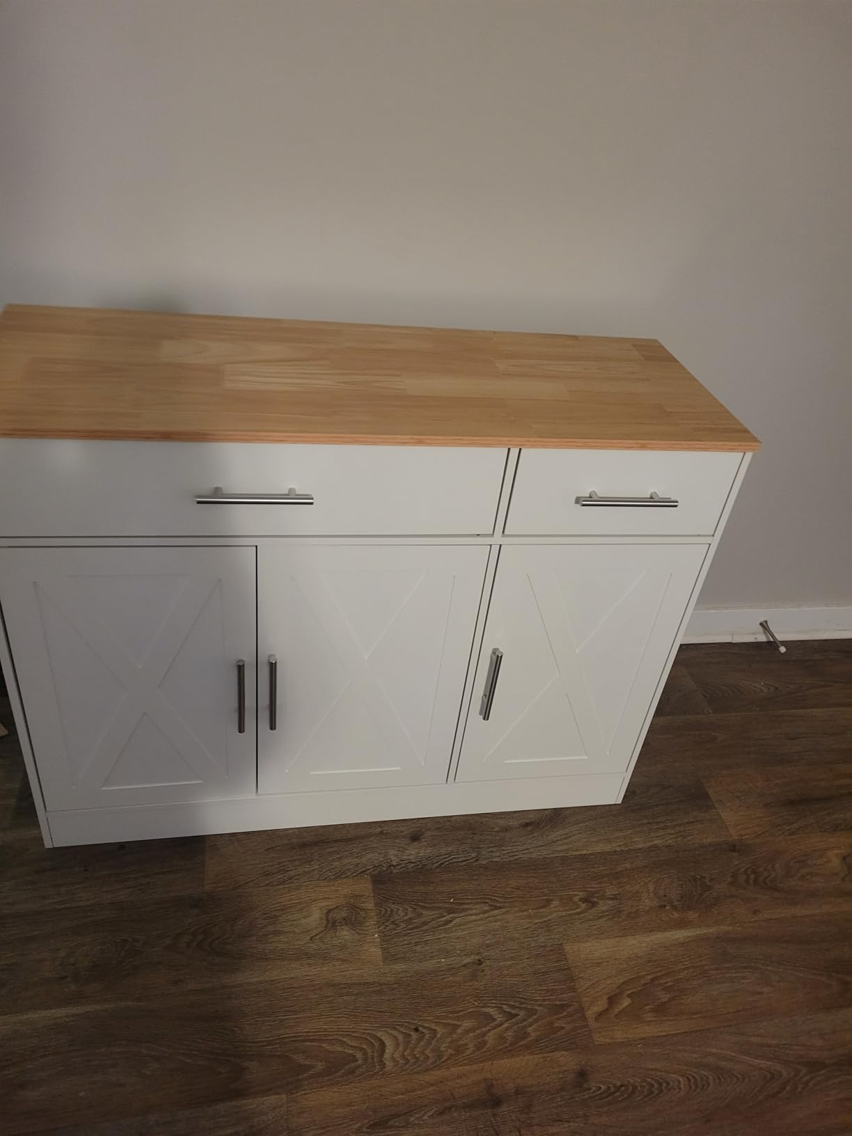 Shintenchi Modern Farmhouse Sideboard Buffet Cabinet with Storage with 3 Doors, 42