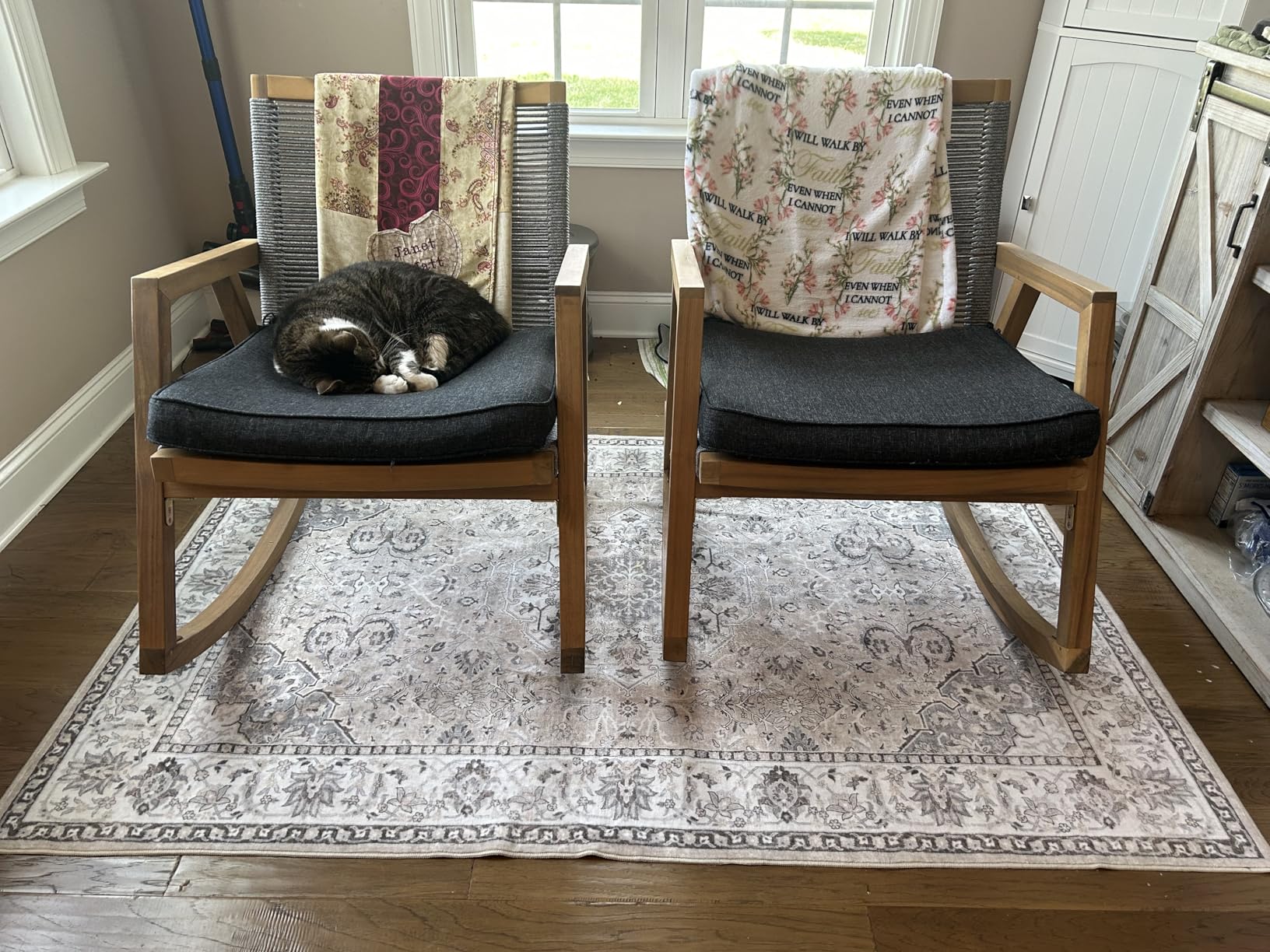 2x6 Hallway Washable Runner Rug : Vintage Soft Kitchen Laundry Runner with Non Slip Backing Farmhouse Entryway Living Room Floor Mat Stain Resistant Carpet for Bedroom Bathroom Distressed Beside Rug customer photo 2