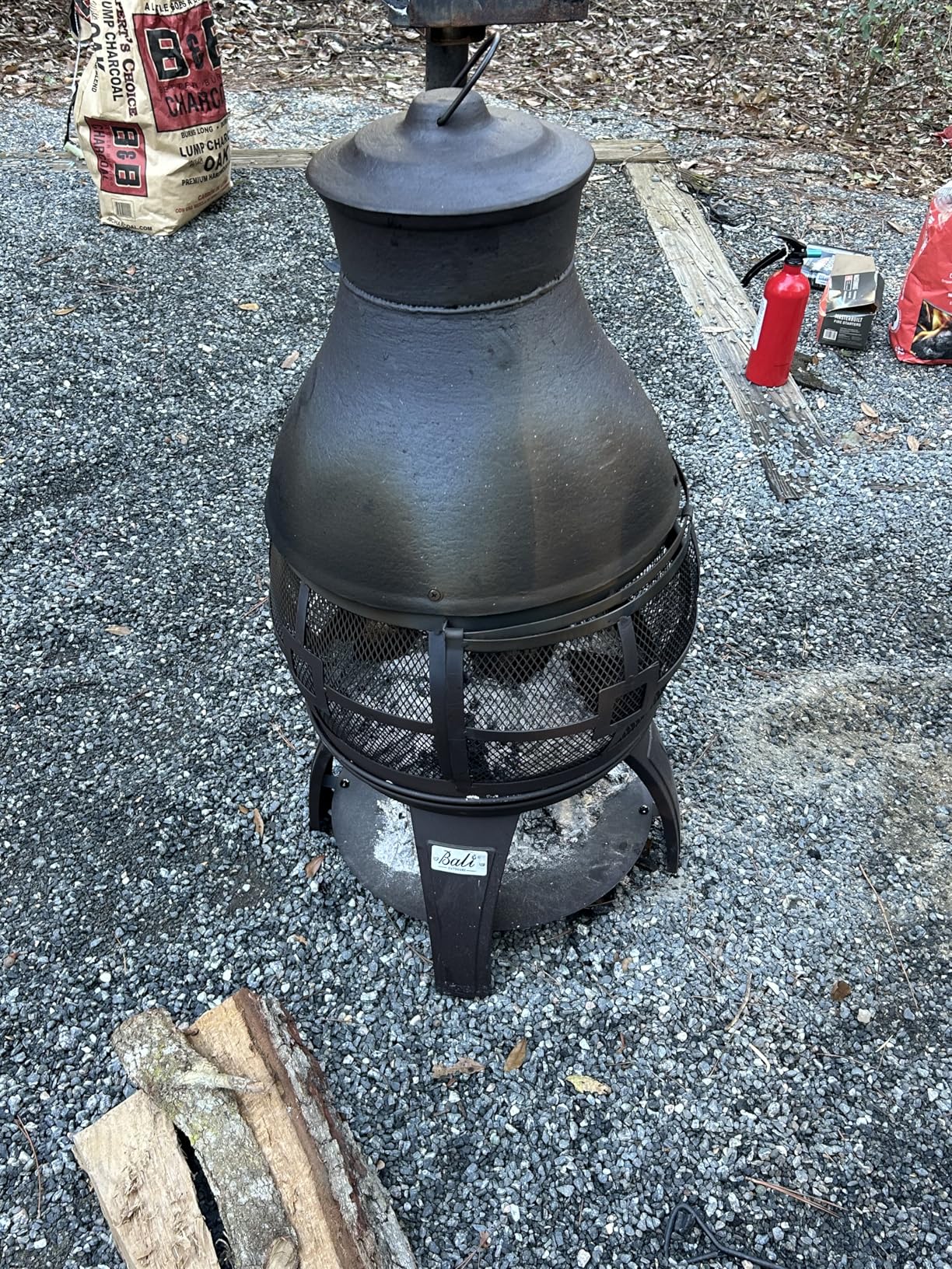 BALI OUTDOORS Fire Pit Wood Burning Chiminea Outside Fireplace Patio Small Firepit, Size 17.7 W x 35.6 H, Brown-Black customer photo 1