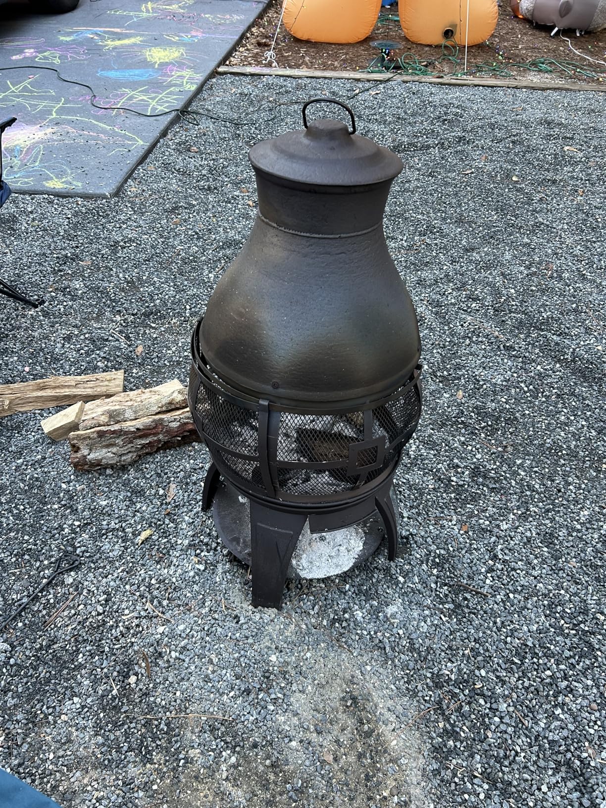 BALI OUTDOORS Fire Pit Wood Burning Chiminea Outside Fireplace Patio Small Firepit, Size 17.7 W x 35.6 H, Brown-Black customer photo 2