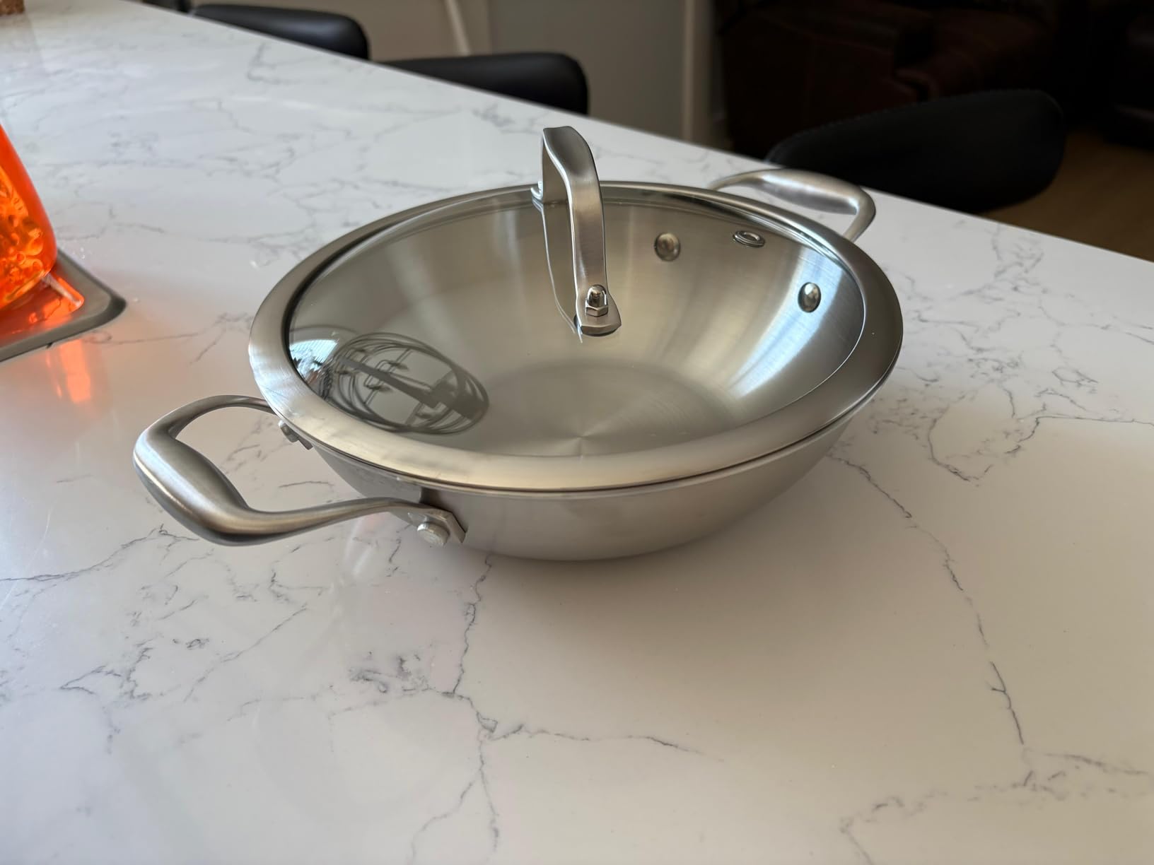 Inqibee 10-Inch Tri-Ply Stainless Steel Wok Pan with Lid,Small Stir Frying Pan,Jumbo Cooker,Induction Cooking Pan,Dishwasher and Oven Safe. customer photo 1