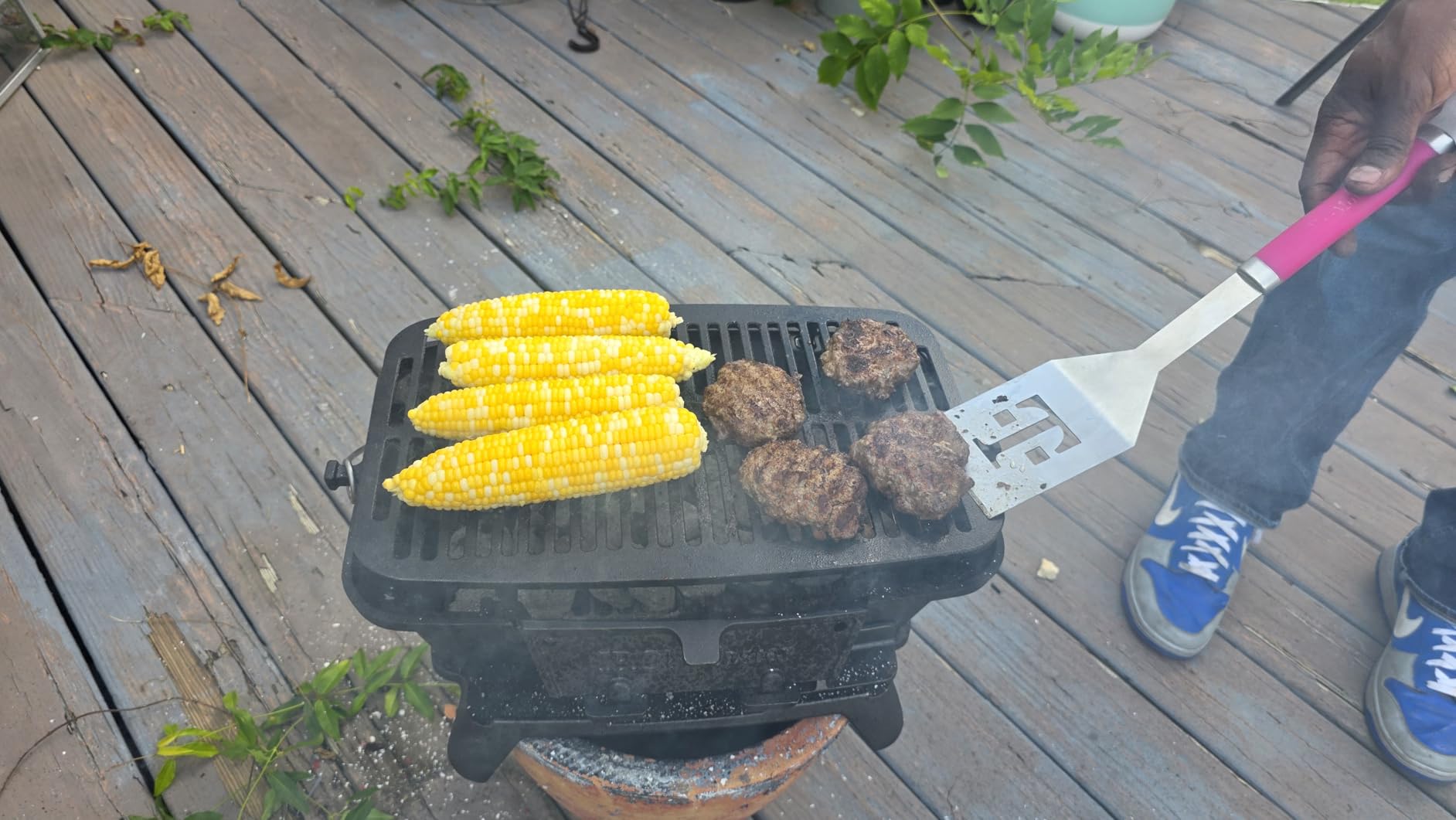 IRONMAX Large Hibachi Grill Outdoor, Portable Charcoal Grill and Tabletop Cast Iron Skillet, 100% Cast Iron, Durable, Camping Grill Grate 16.5 x 10.2 - Coal Door, Draft door customer photo 2