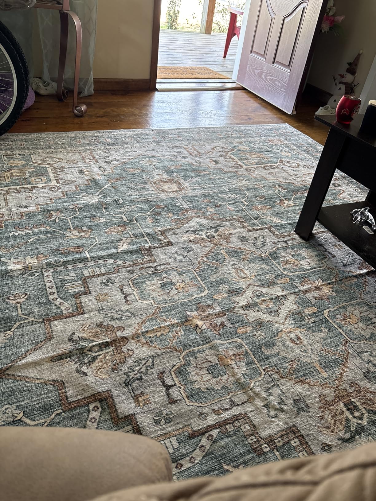 8x10 Area Rugs for Living Room, Stain Resistant Neutral Washable Rugs for Dining Room, Vintage Non-Slip Thin Large Size Beige Area Rug, Printed Vintage Home Decor Rug (Beige) customer photo 1