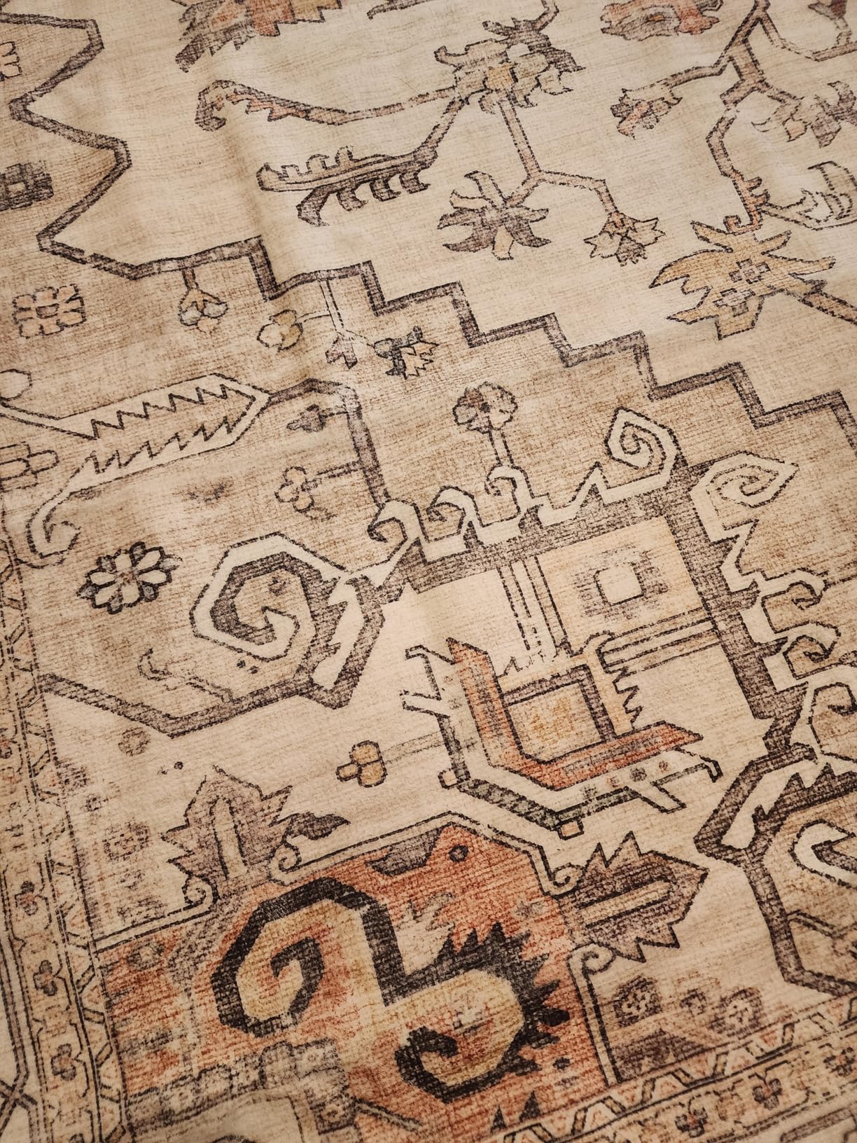 8x10 Area Rugs for Living Room, Stain Resistant Neutral Washable Rugs for Dining Room, Vintage Non-Slip Thin Large Size Beige Area Rug, Printed Vintage Home Decor Rug (Beige) customer photo 2