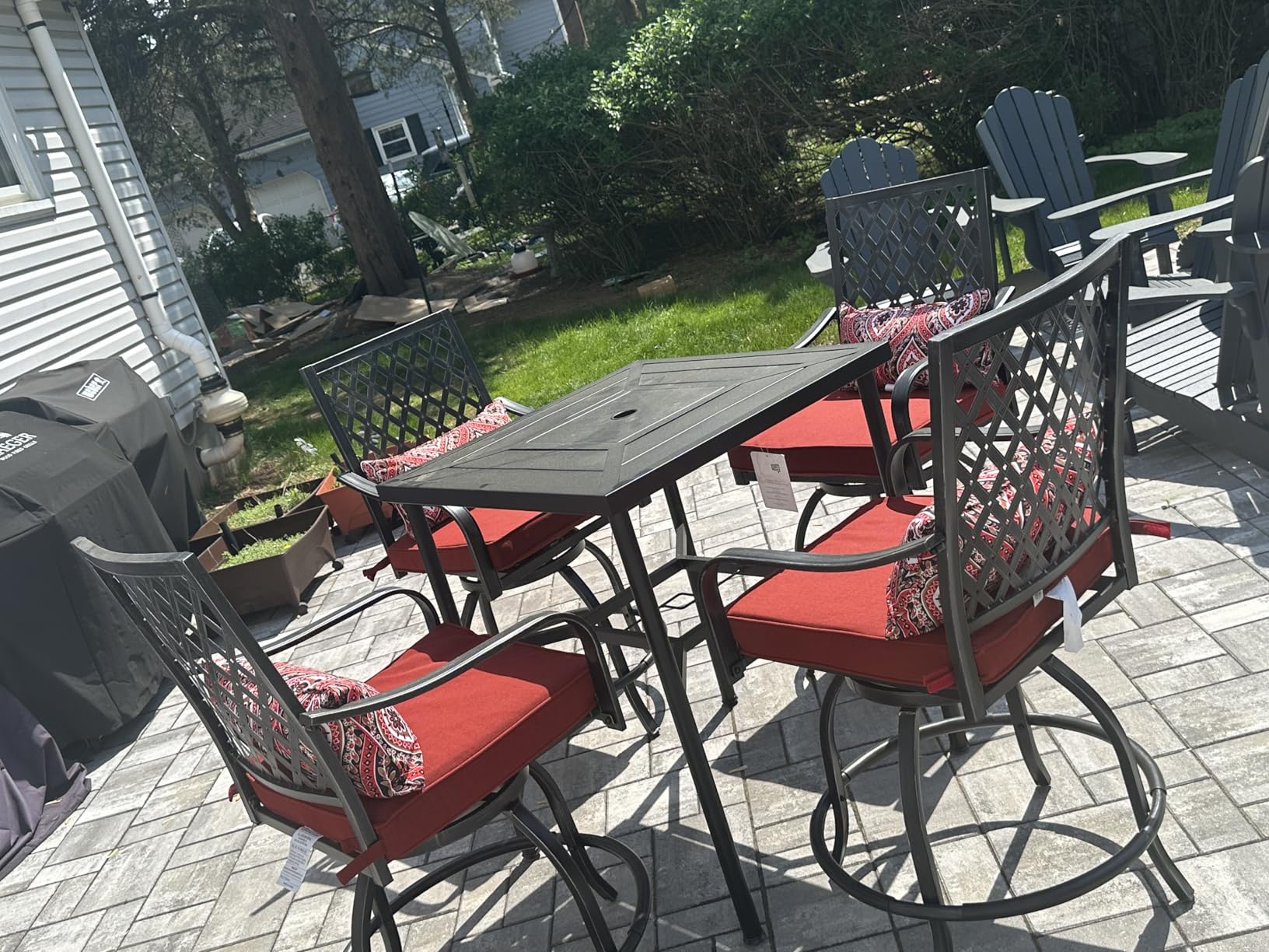 Sophia & William 7-Piece Outdoor Bar Set, Bar Height Patio Table and Chairs for 6, 6 Outdoor Swivel Bar Stools with Beige Cushion and 1 Rectangular Bar Height Table customer photo 1