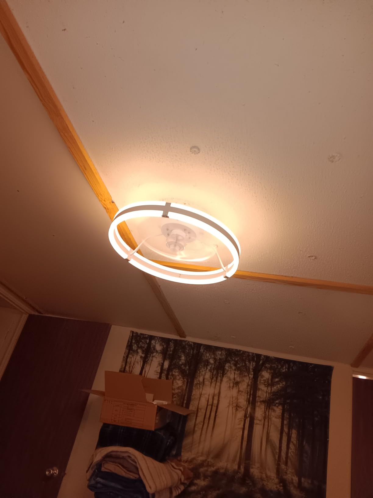 ZMISHIBO Ceiling Fans with Lights and Remote, 19.7'' Low Profile Ceiling Fan, 3000-6000K Dimmable Modern Flush Mount LED Fan Light, 6 Wind Speeds, Black Fandelier Ceiling Fans for Bedroom customer photo 2