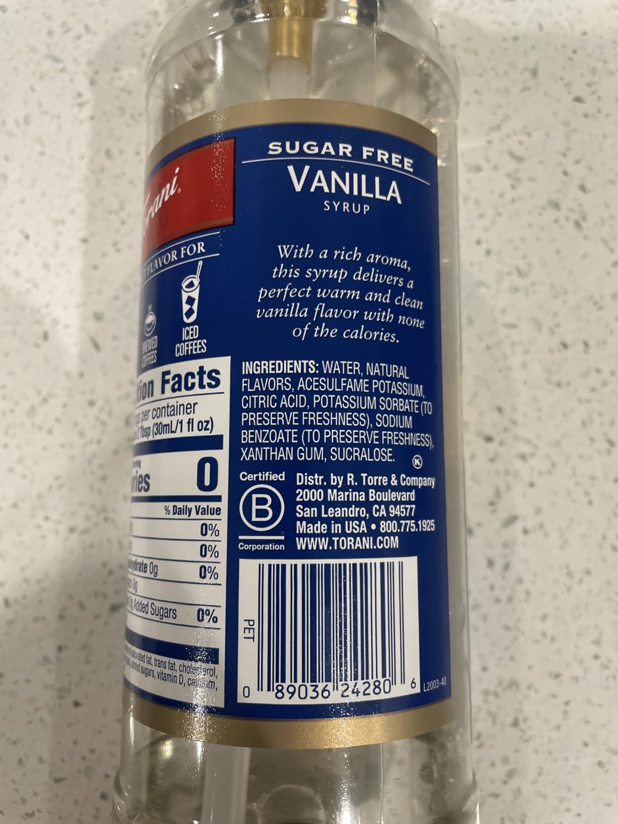 Torani Sugar Free Coffee Syrup, Vanilla Flavored Syrup for Drinks, Zero Calorie, Pump Included, 25.4 Fl Oz customer photo 2