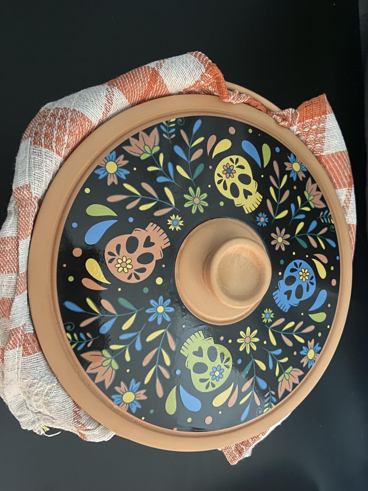 Mexican Terracotta Tortilla Warmer for Thanksgiving | Authentic Terra Cotta Tortilla Holder with Warmer Cloth | Natural Clay Tortillero Keeps 8
