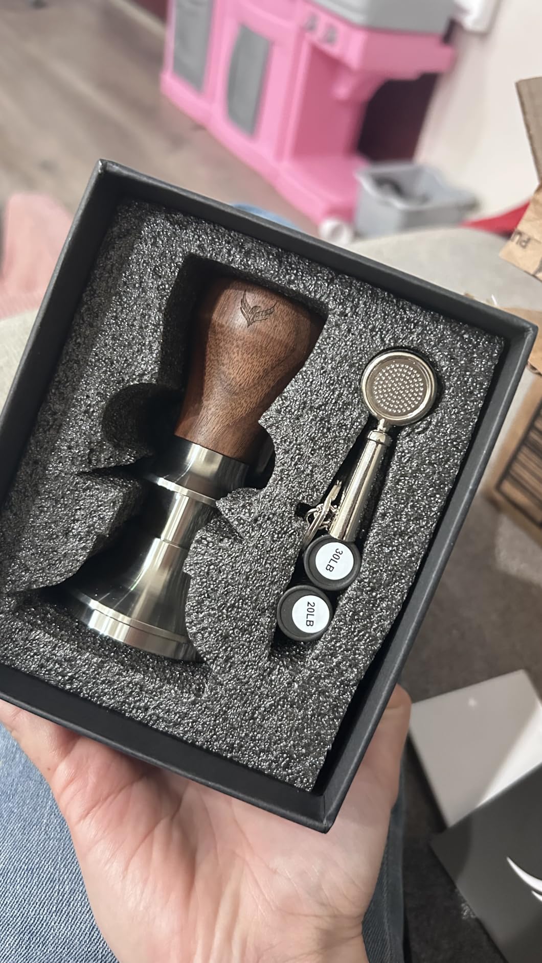 54mm Espresso Tamper For Breville Machines Calibrated Tamper Tool Espresso Walnut, Auto-Leveling and 30lb Spring Loaded Design Coffee Tamper With Stainless Steel Ripple Base customer photo 1