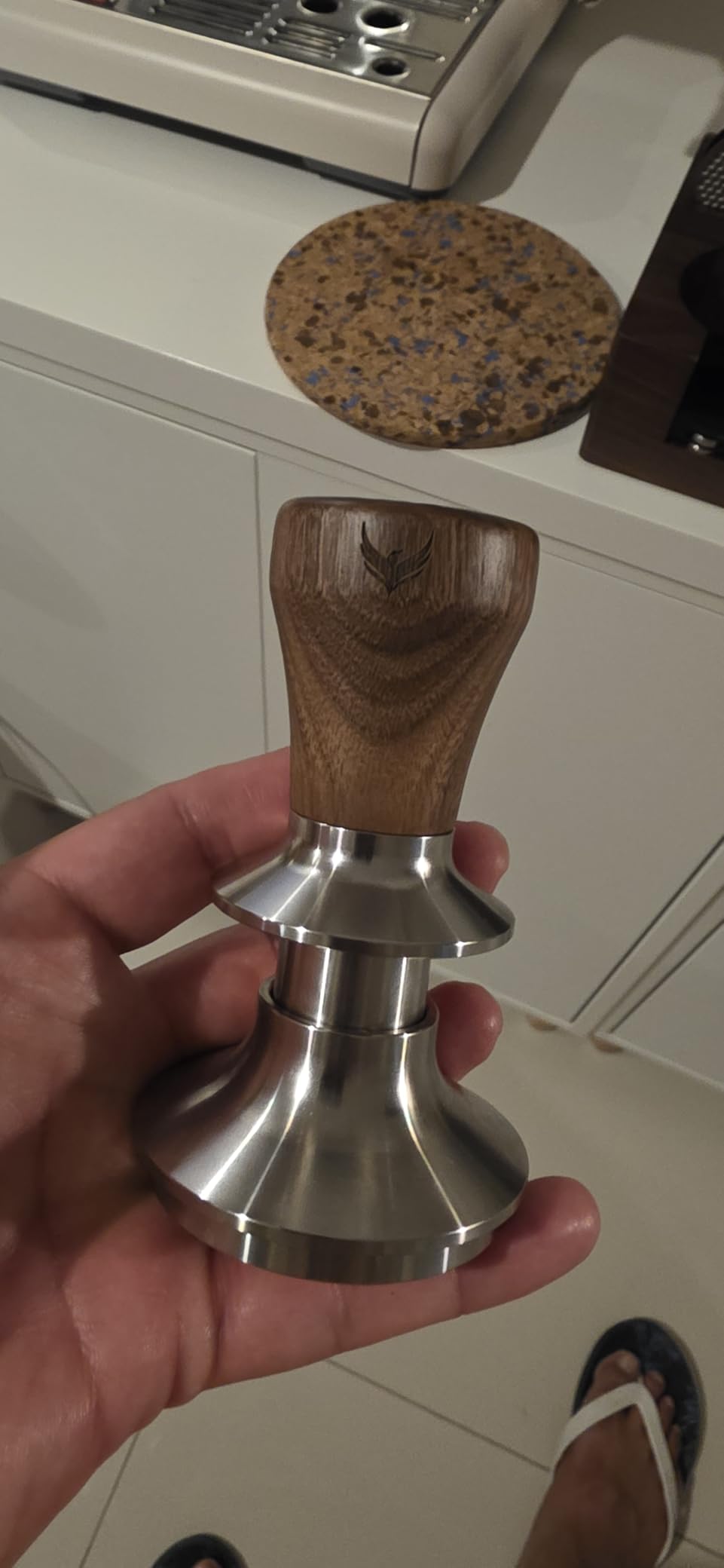 54mm Espresso Tamper For Breville Machines Calibrated Tamper Tool Espresso Walnut, Auto-Leveling and 30lb Spring Loaded Design Coffee Tamper With Stainless Steel Ripple Base customer photo 2