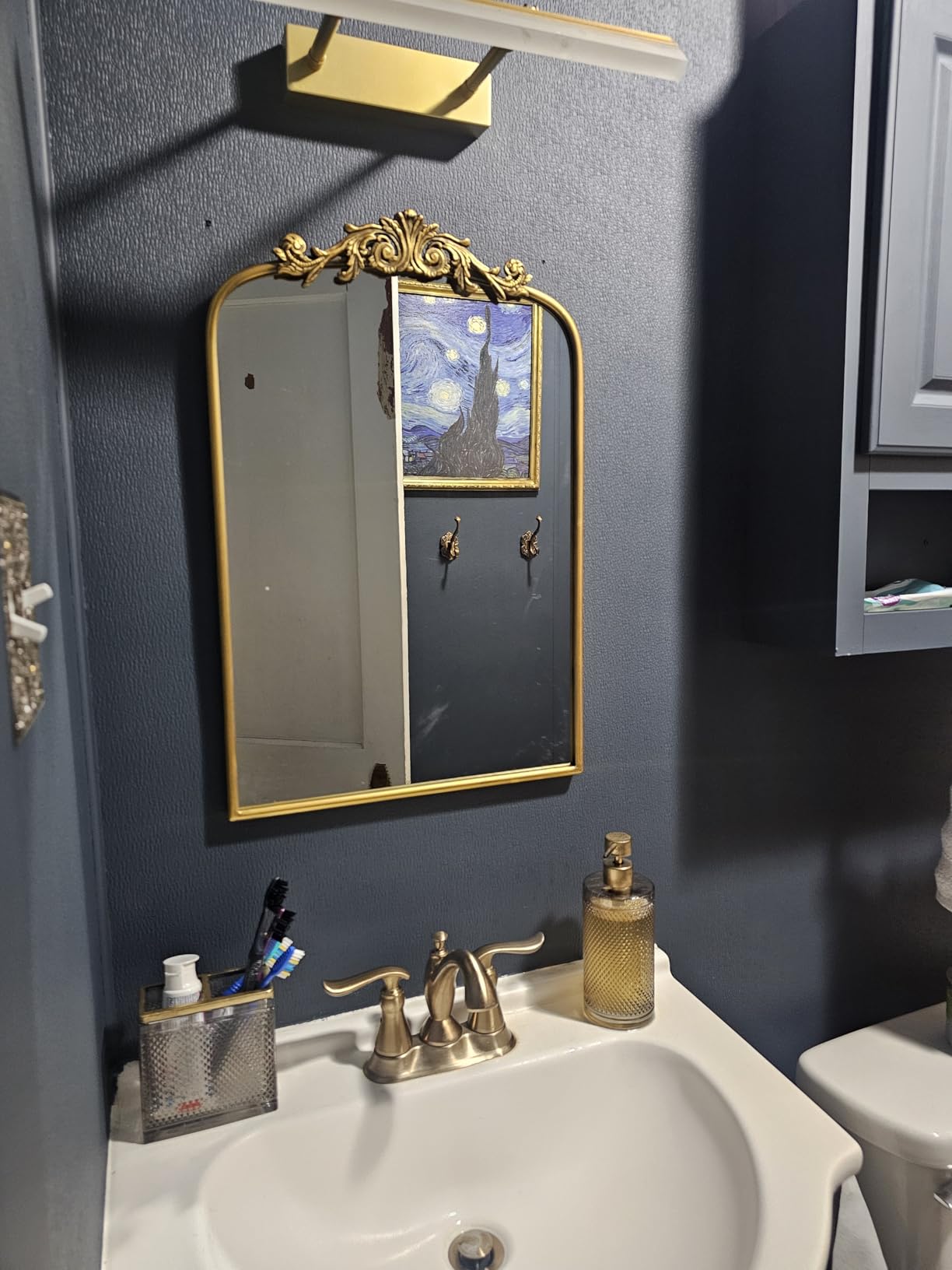 Gold Baroque Mirror Antique 16x24 Inches - Vintage Arched Mirror with Ornate Gold Frame for Entryway, Narrow Hallway & Bathroom Wall Decor customer photo 1