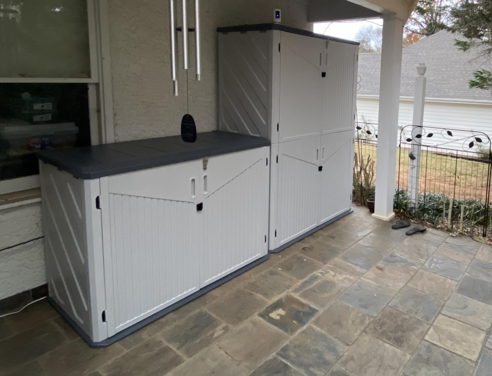 Aoxun Outdoor Storage Shed, 64 Cu.Ft Vertical Storage Sheds Outdoor with Floor, Outdoor Waterproof Storage Cabinet for Garage Storage, Pool Storage, Bike Shed, Garden Shed (White) customer photo 2
