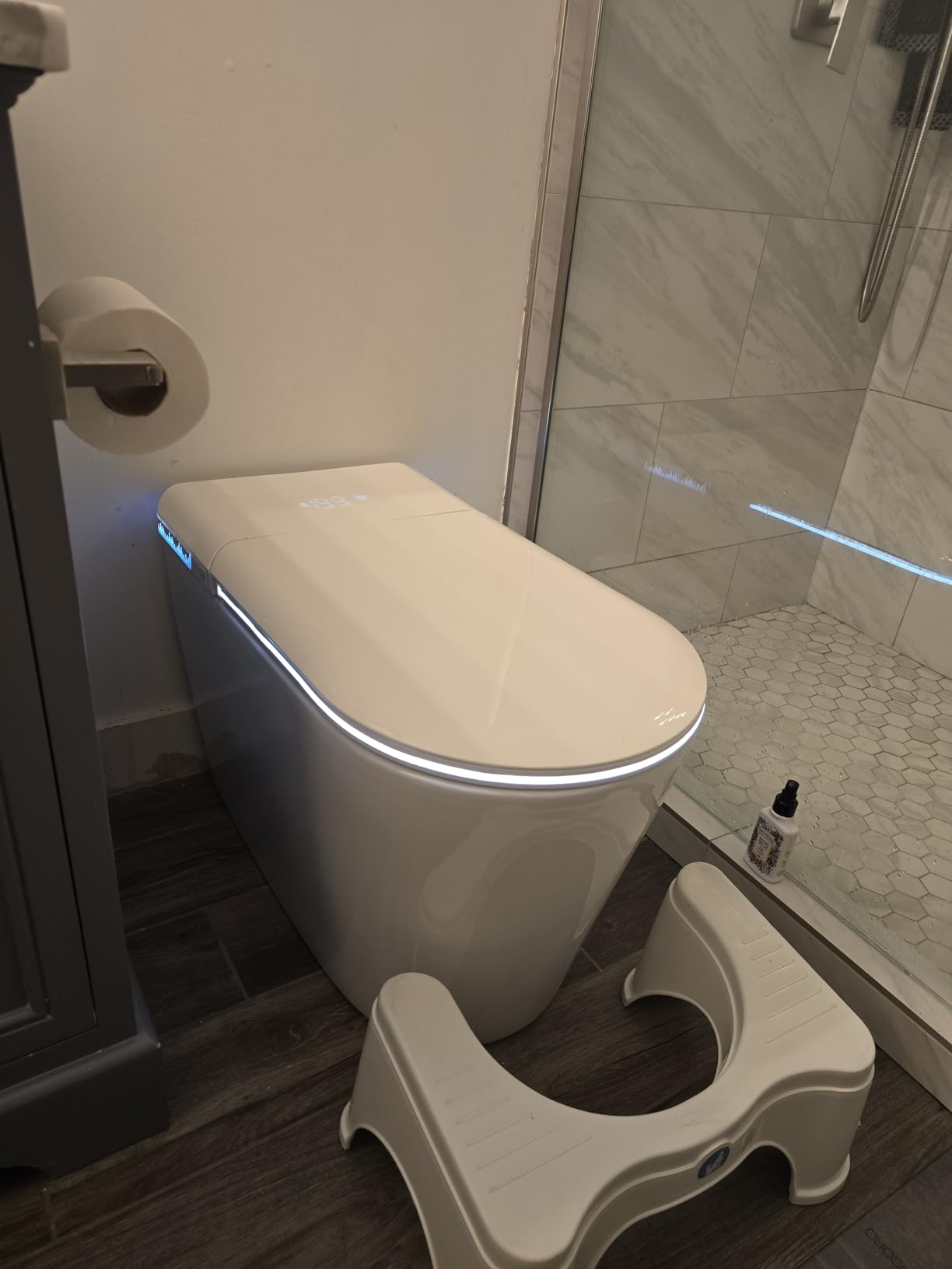 Smart Toilet with Bidet Built Warm Water Sprayer and Dryer, Foot Sensor Operation,Heated Seat toilet with LED Display for Bathroom customer photo 1