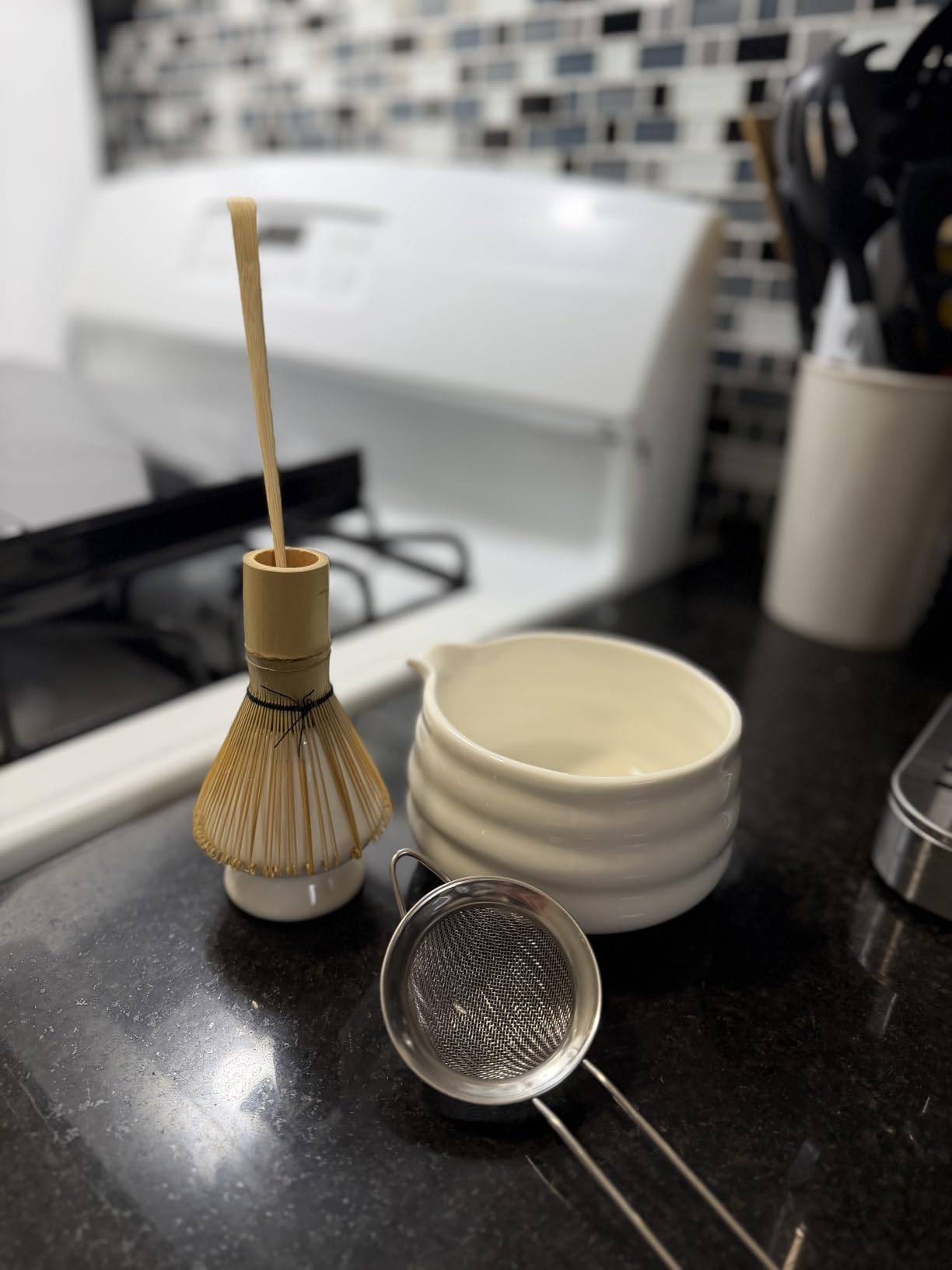 Matcha Whisk Set, Japanese Tea Set (5pcs) includes Matcha Bowl with Spout (19 oz), Bamboo Whisk and Matcha Scoop, Whisk Holder, Stainless Steel Sifter, Tea Making Tools, Matcha Kit customer photo 1