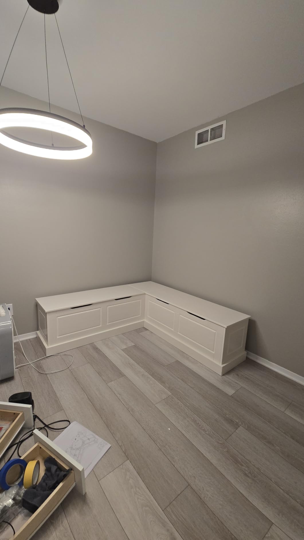 Linon Harris Black and Walnut Backless Kitchen Dining Nook with Hidden Storage Bench Space customer photo 1
