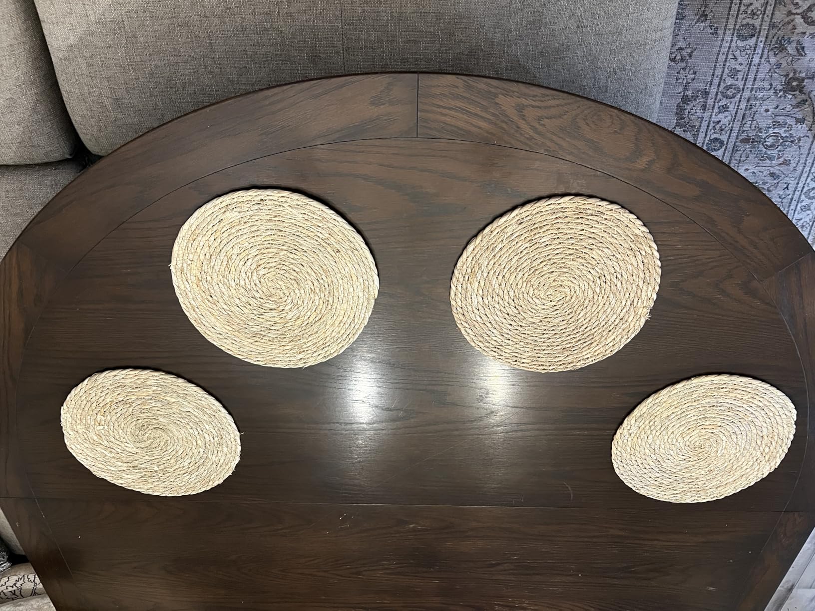13 in Round Woven Placemats Plate Chargers Set of 10, Boho Farmhouse Rustic Woven Place Mats for Dining Table Decor, Rattan Wicker Table Mats Jute Braided Chargers for Dinner Plates customer photo 1