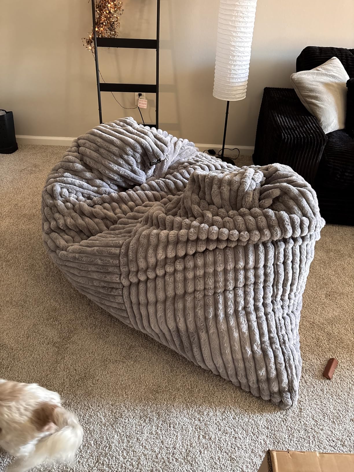 Hobestluk 3 in 1 Bean Bag Chair Giant Bean Bag Chairs Convertible Bean Bag Floor Cushion with Machine Washable Cover, Beanbag Chairs for Adult (Dark Grey) customer photo 2