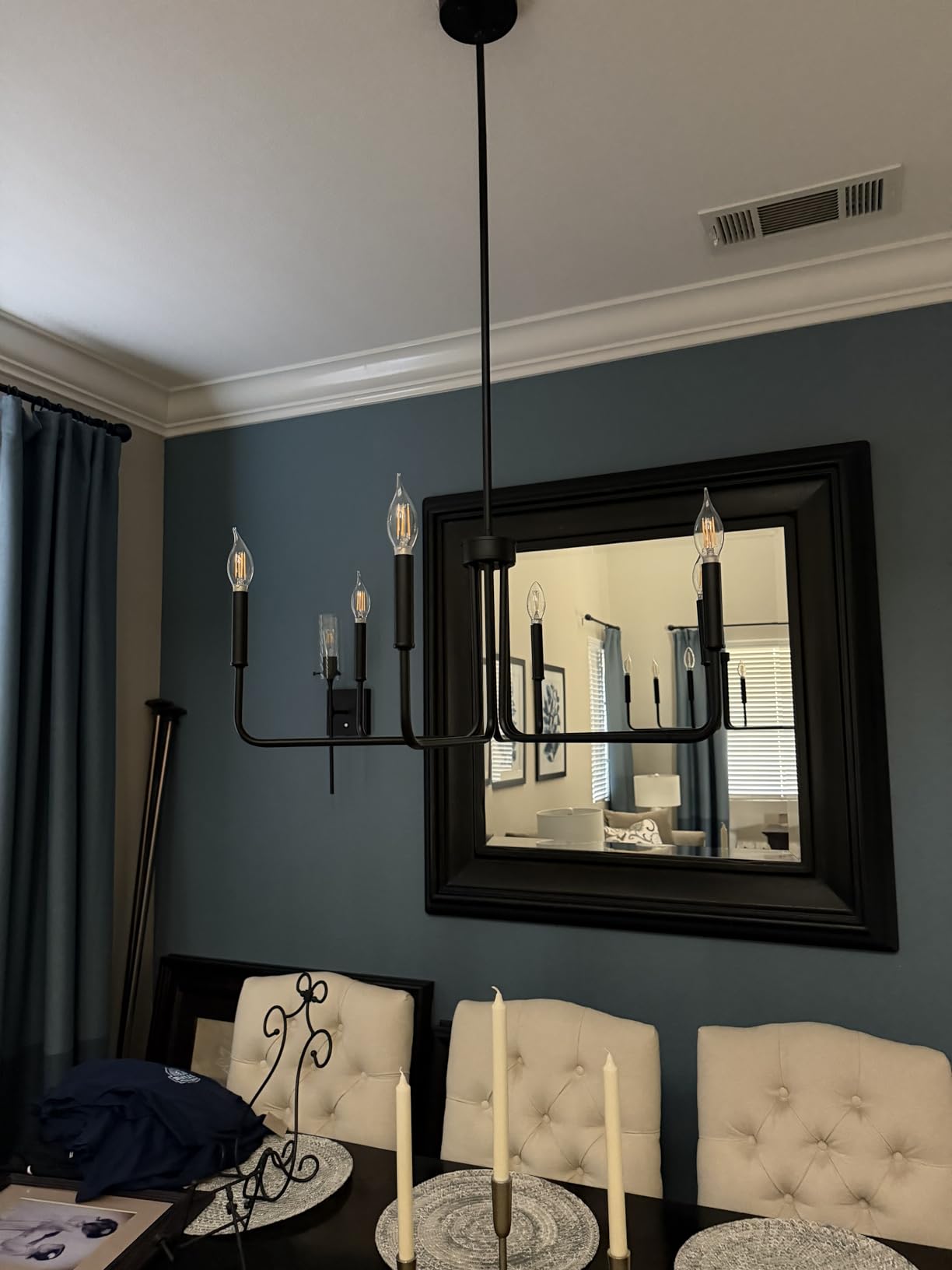 Brass Gold Chandelier, 6-Light Chandelier Light Fixture Farmhouse Chandeliers for Dining Room, Vintage Candle Pendant Light Fixtures Chandelier for Bedroom, Kitchen, Foyer, Entryway and Living Room customer photo 2