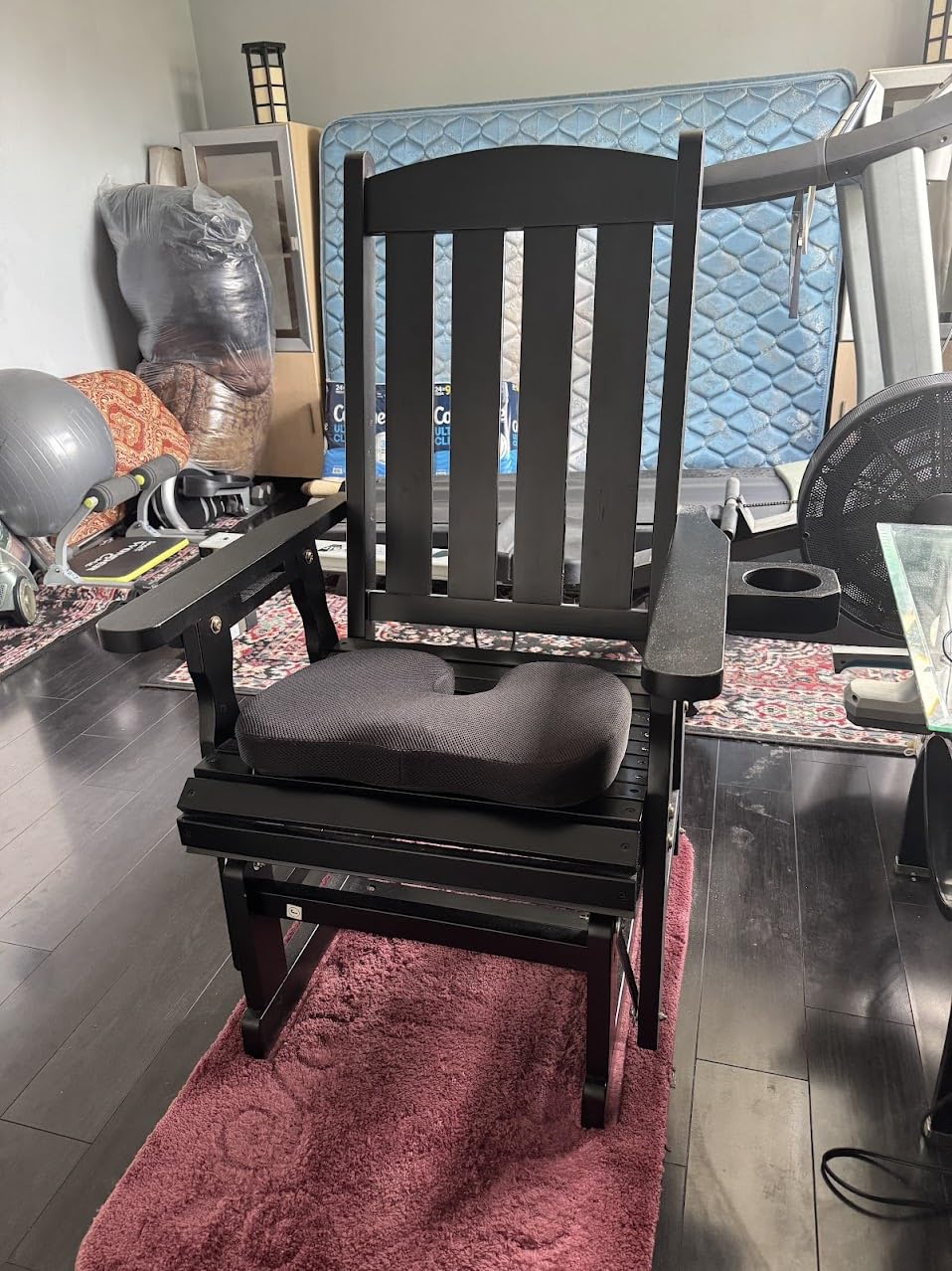VINGLI Outdoor Glider Wood Patio Chair with Cup Holders, Outdoor Bench Glider Loveseat with Smooth Rocking Mechanism, Heavy Duty 800 LBS customer photo 1