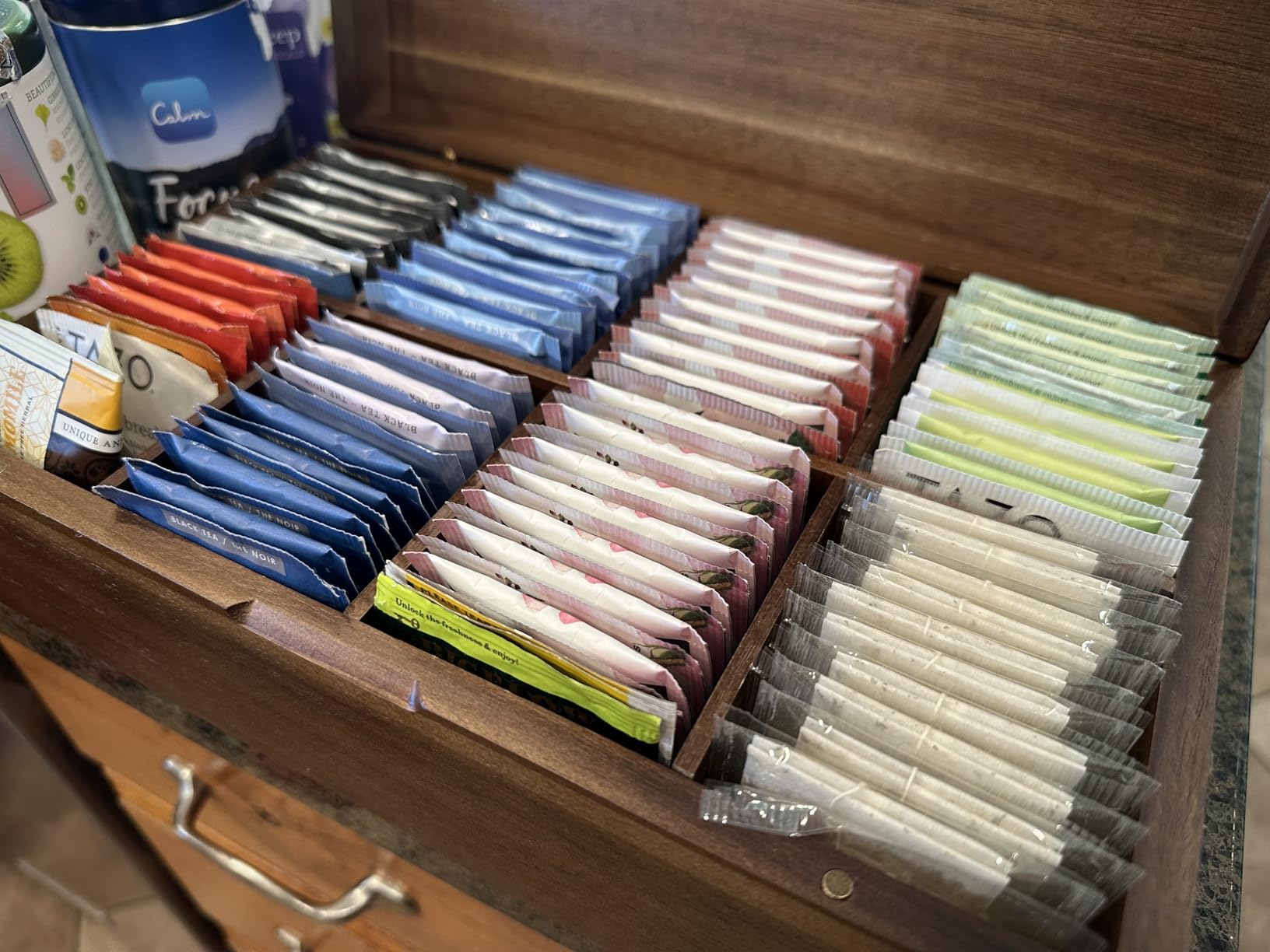 Acacia Wooden Tea Bag Organizers, Tea packet Storage Boxes, Tea Caddy for Tea Bags Chest, 8 Compartments customer photo 2