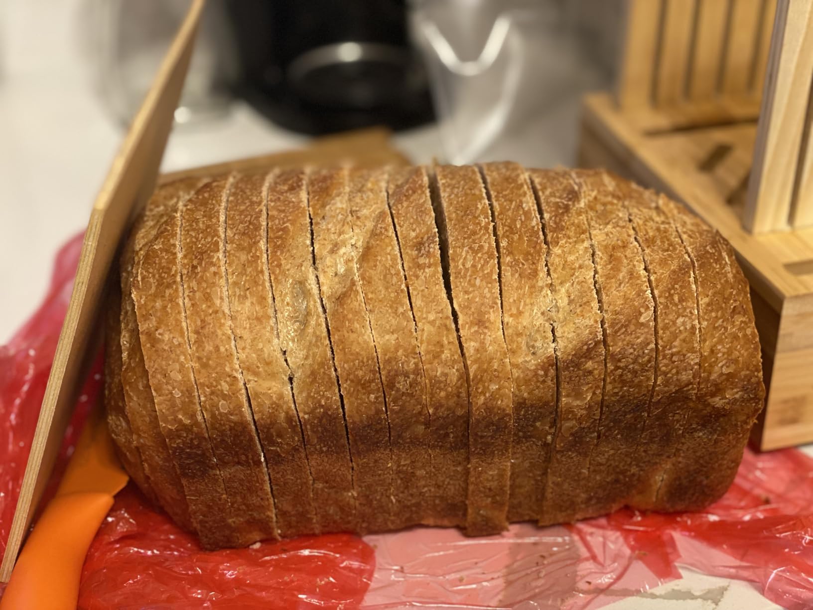 Albert & Grace Adjustable Bread Slicer - Premium Cross-Laminated Bamboo, High 6.1