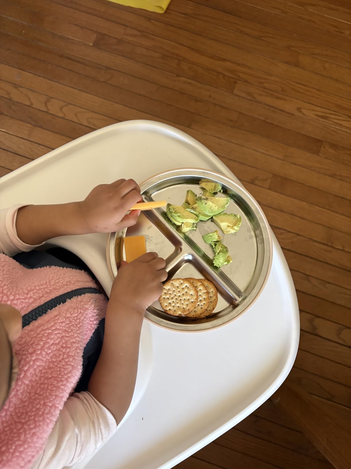 PandaEar 3 Pack Stainless Steel Baby Suction Plates, Divided Toddler Plate for Baby Led Weaning Supplies, Non-Slip Toddler Baby Feeding Set Dishwasher Safe (Blue/Green/Brown) customer photo 1