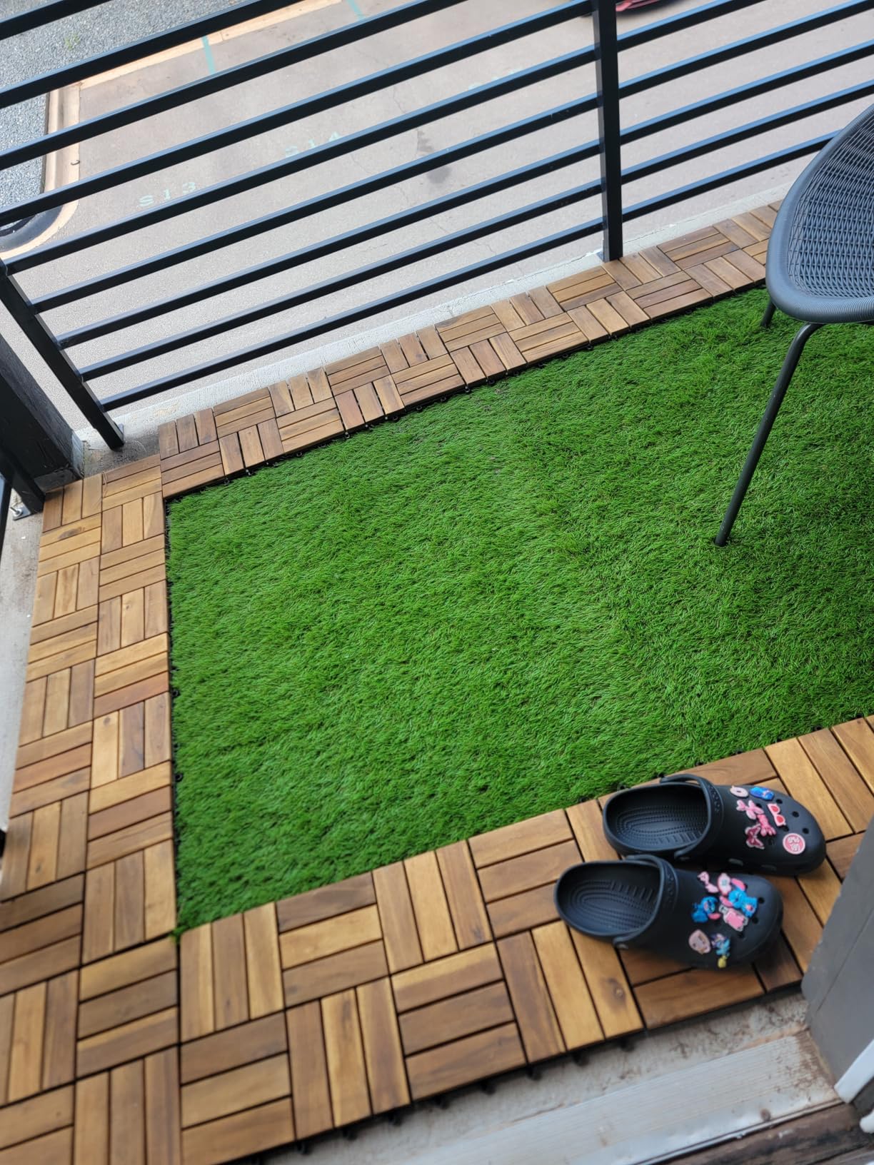 Premium Acacia Wood Interlocking Deck Tiles, 9 PCS 12