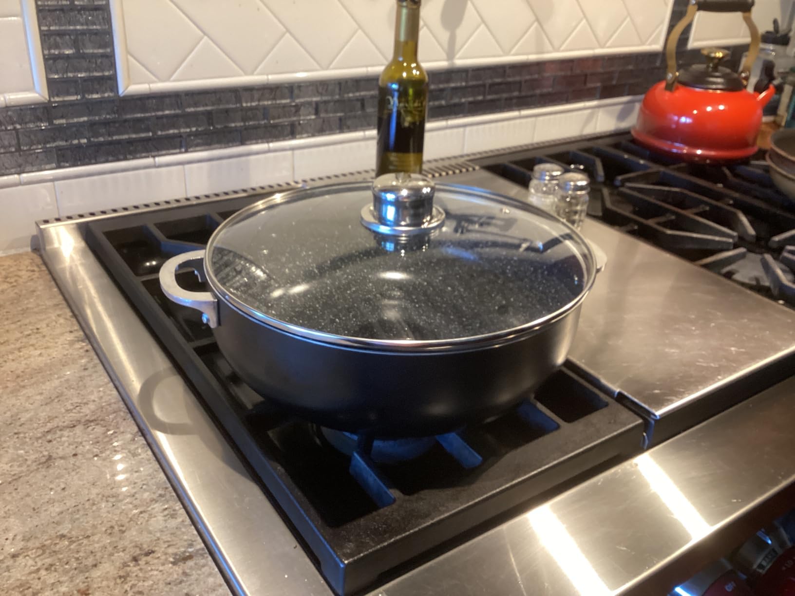IMUSA 6.9Qt Bistro-Cera Aluminum Speckled Black Ceramic Caldero with Glass Lid, Nonstick Dutch Oven Pot for Rice customer photo 1