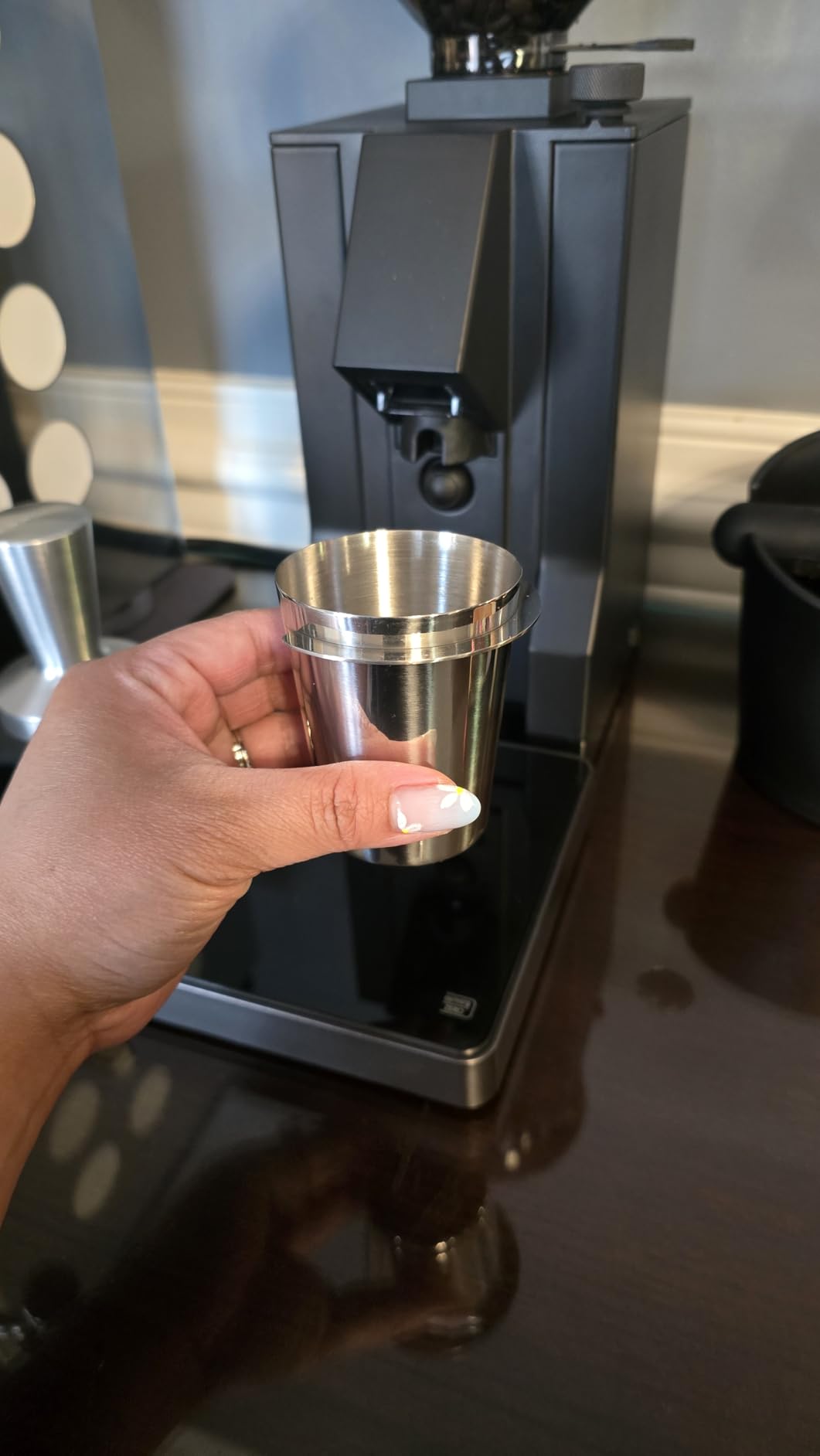 Coffee Dosing Cup 58mm, Stainless Steel Dosing Cup Compatible with All 58mm Portafilter, Coffee Powder Cup, Coffee Powder Feeder, Coffee Machine Accessories customer photo 1